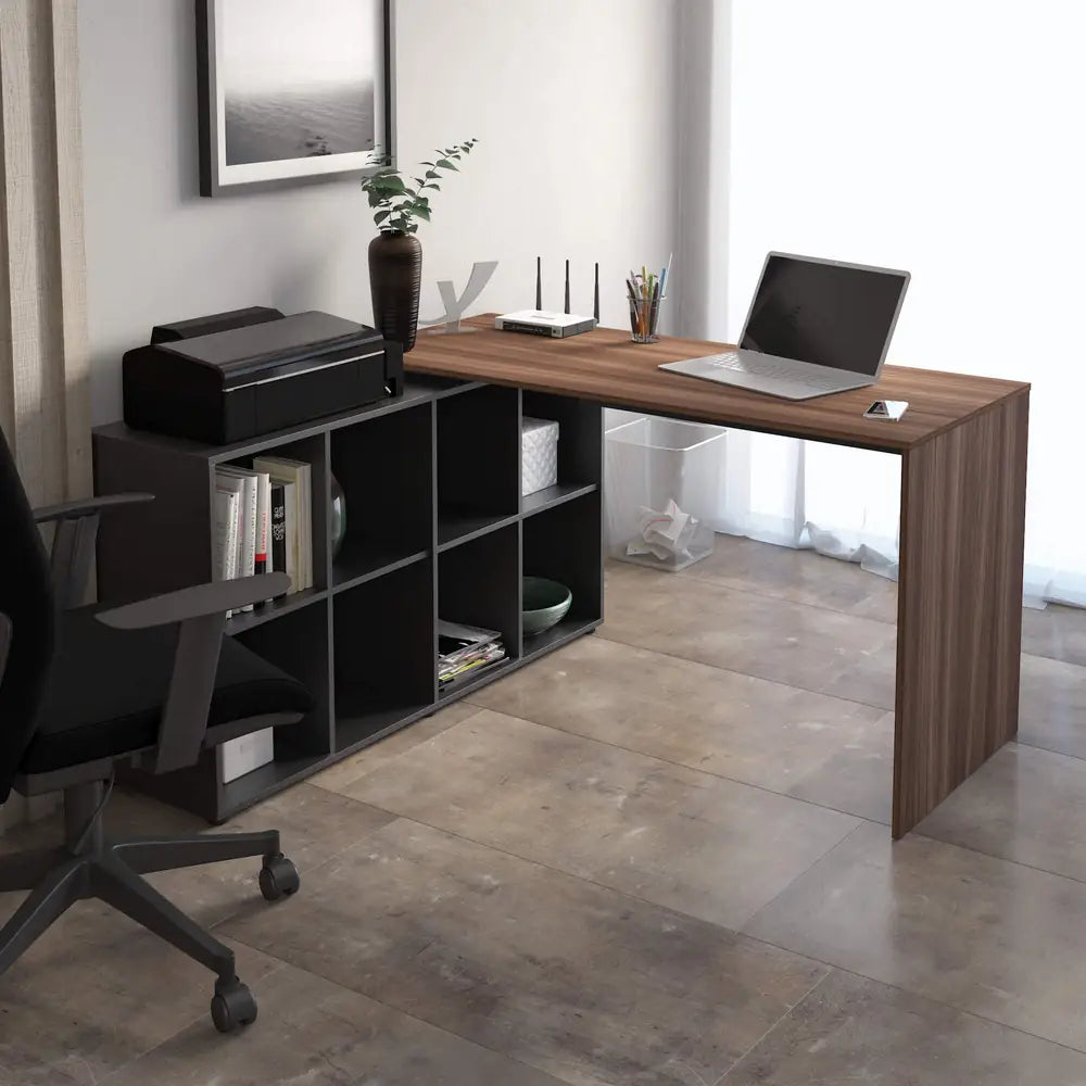 Nero Walnut Brown-Black Office Desk