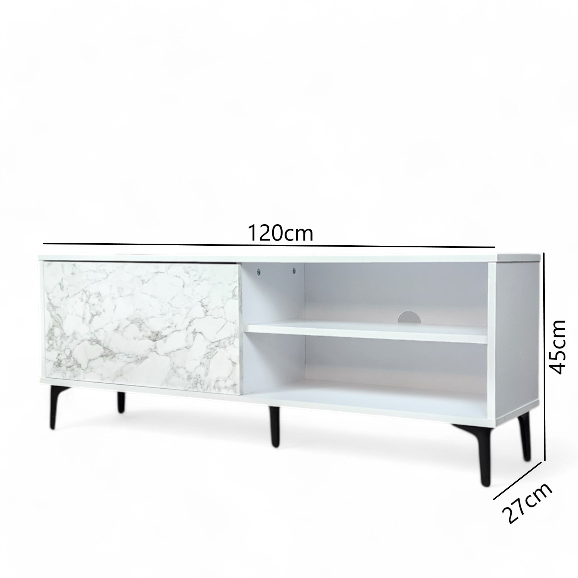 Petra TV Stand White-Marble 120cm - Click Furniture