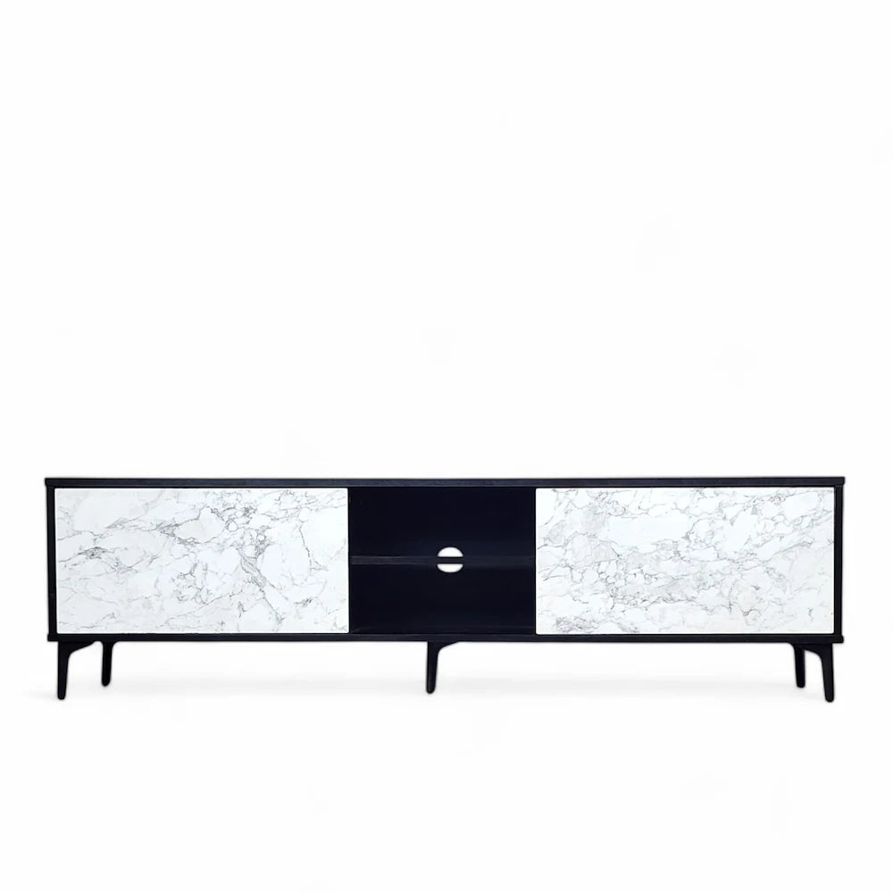 Petra TV Stand Black-Marble 160cm - Click Furniture