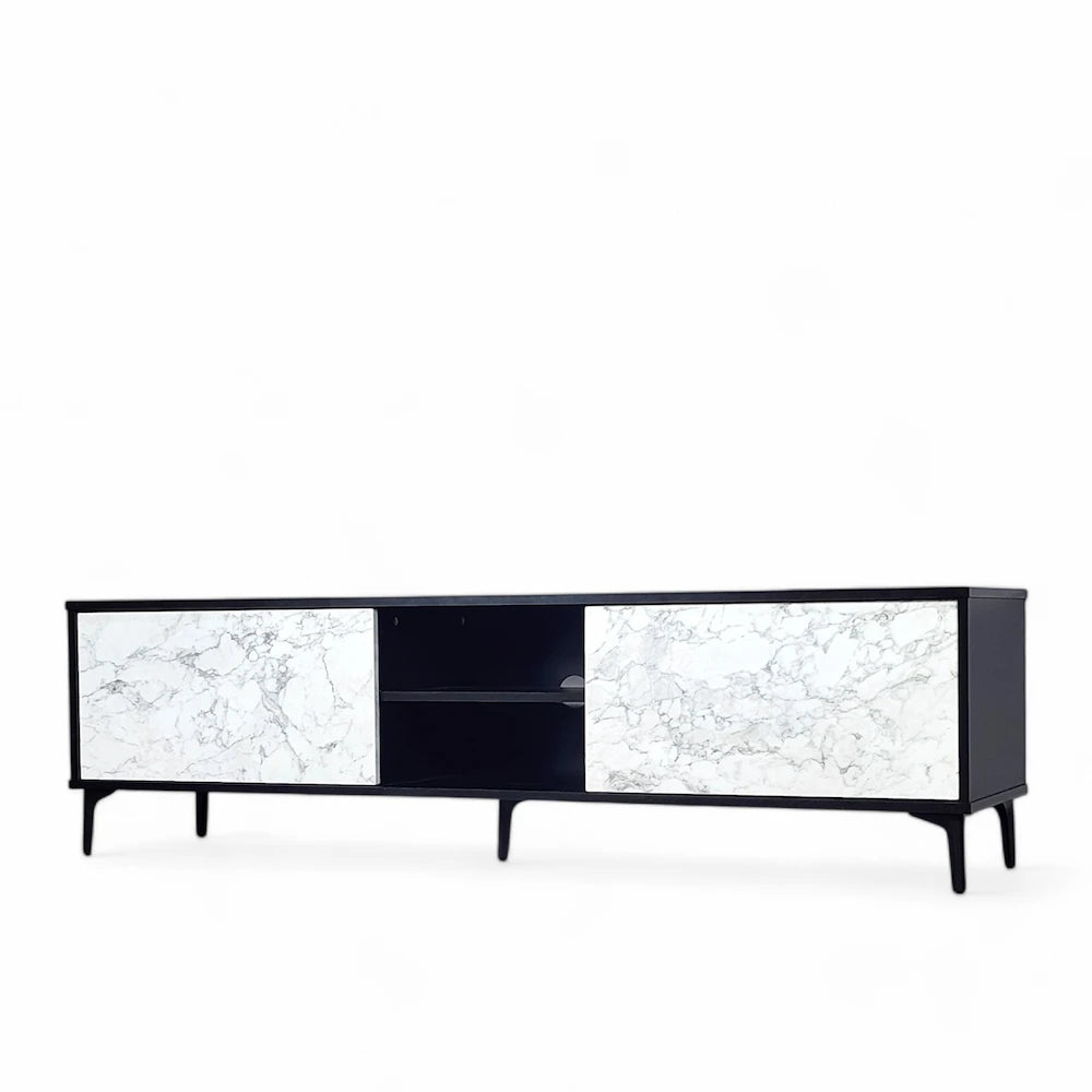 Petra TV Stand Black-Marble 160cm - Click Furniture