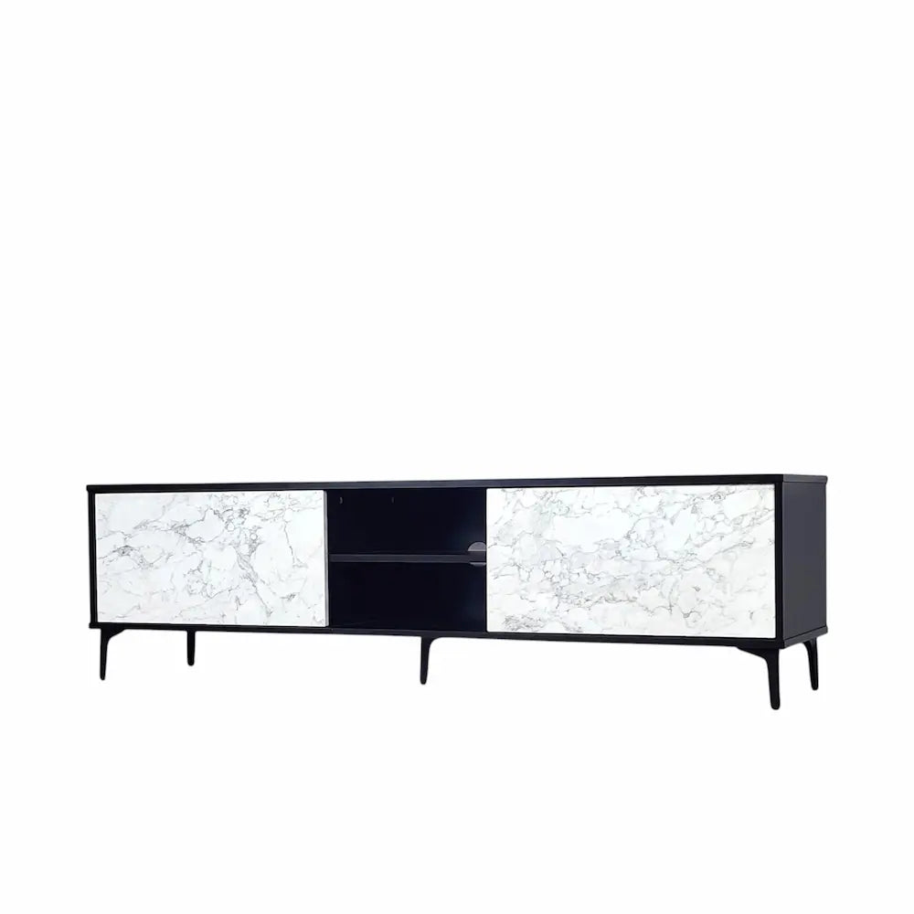 Petra TV Stand Black-Marble 160cm - Click Furniture