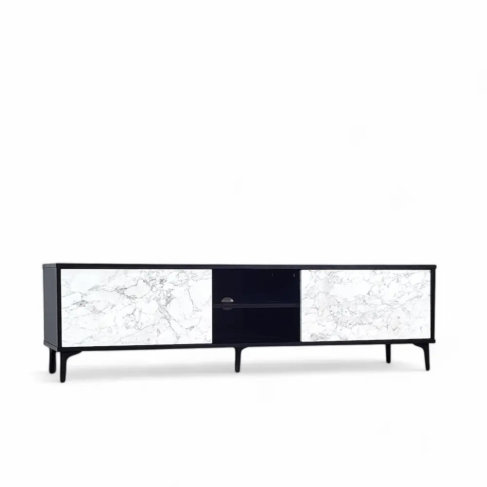 Petra TV Stand Black-Marble 160cm - Click Furniture