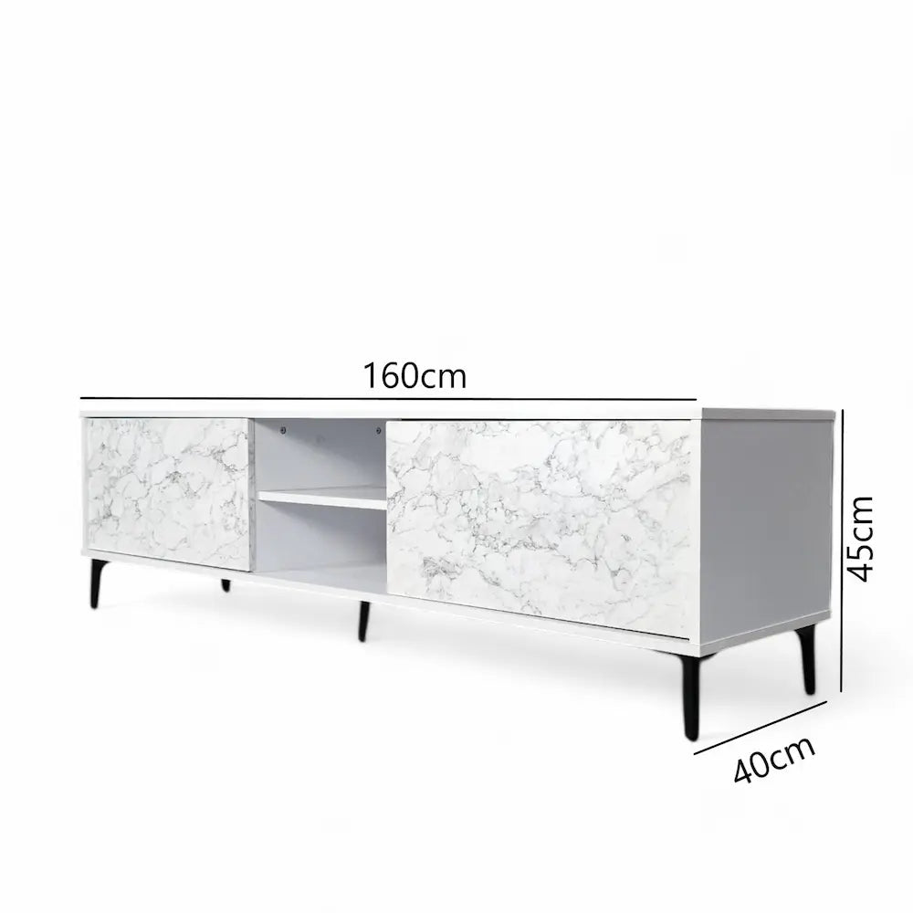Petra TV Stand White-Marble 160cm - Click Furniture