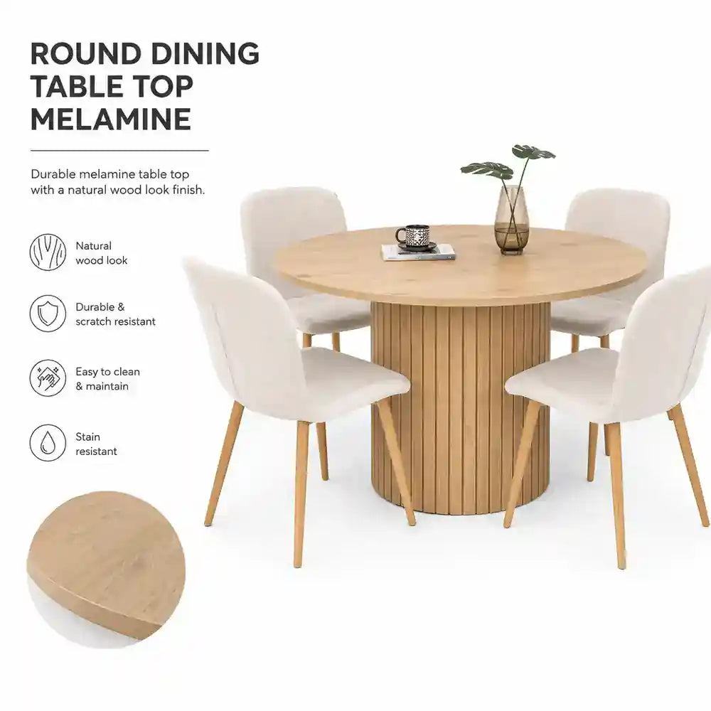 Oslo 5pc Dining Set Beige-Light Oak
