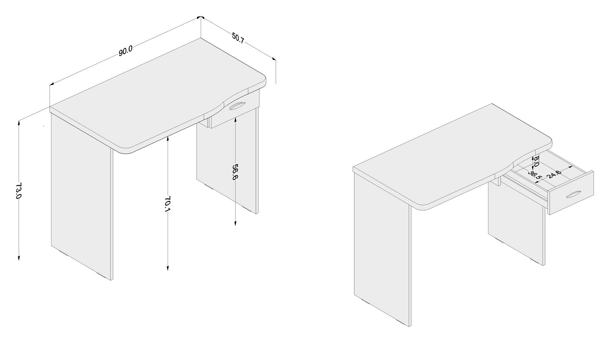 Diego White Office Table - Click Furniture