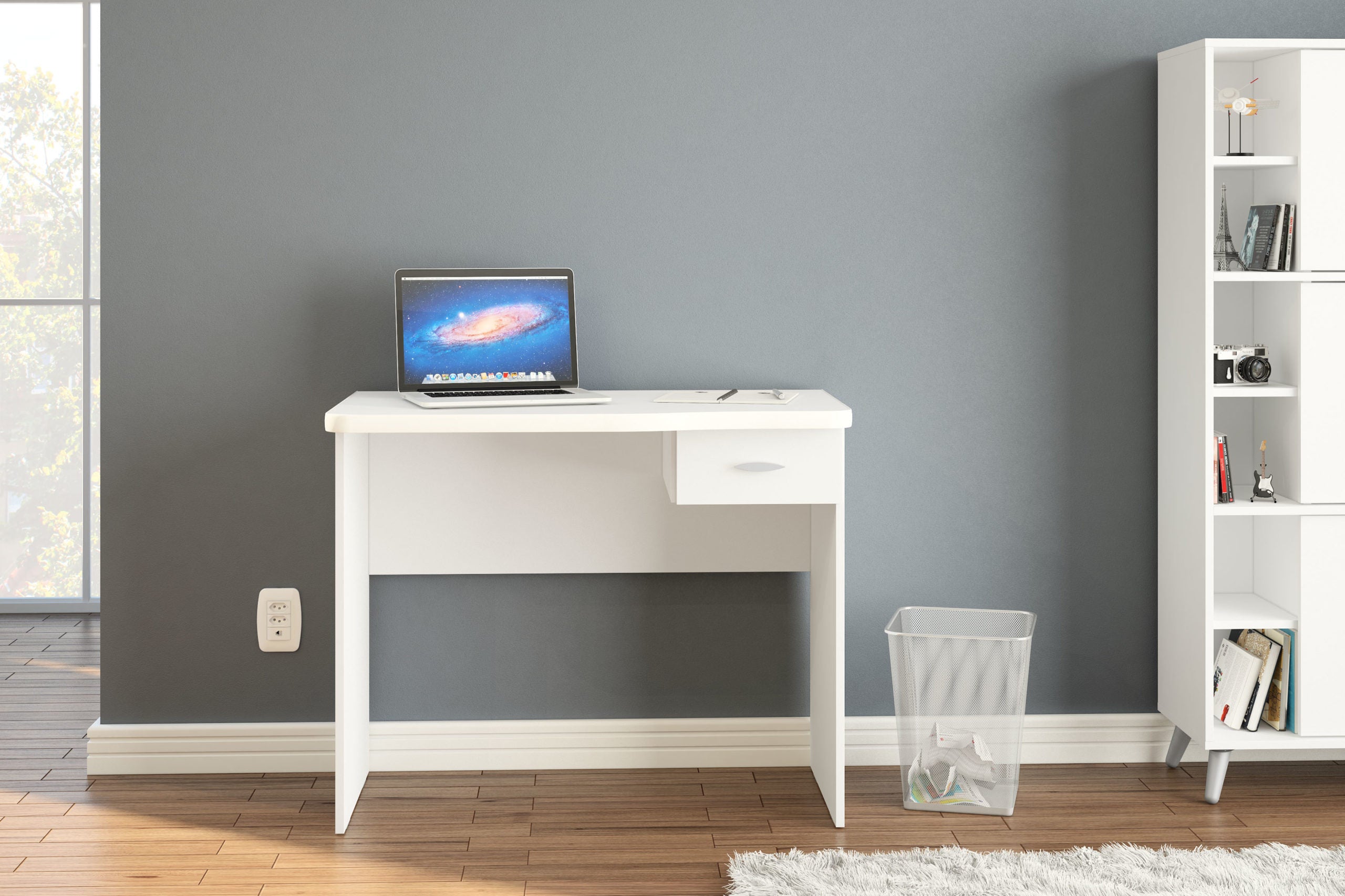 Diego White Office Table - Click Furniture