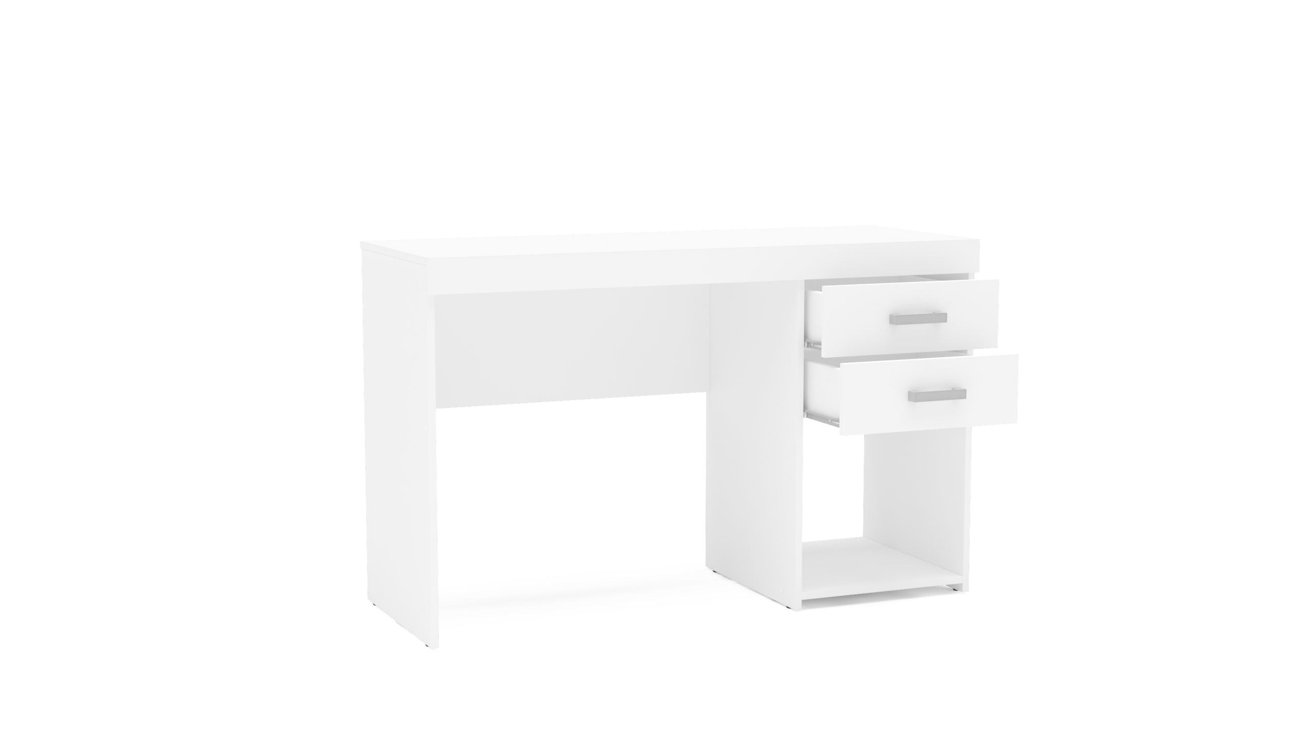 1171 Mesa Malta 2 gavetas FI frente 45o aberto Branco scaled 1