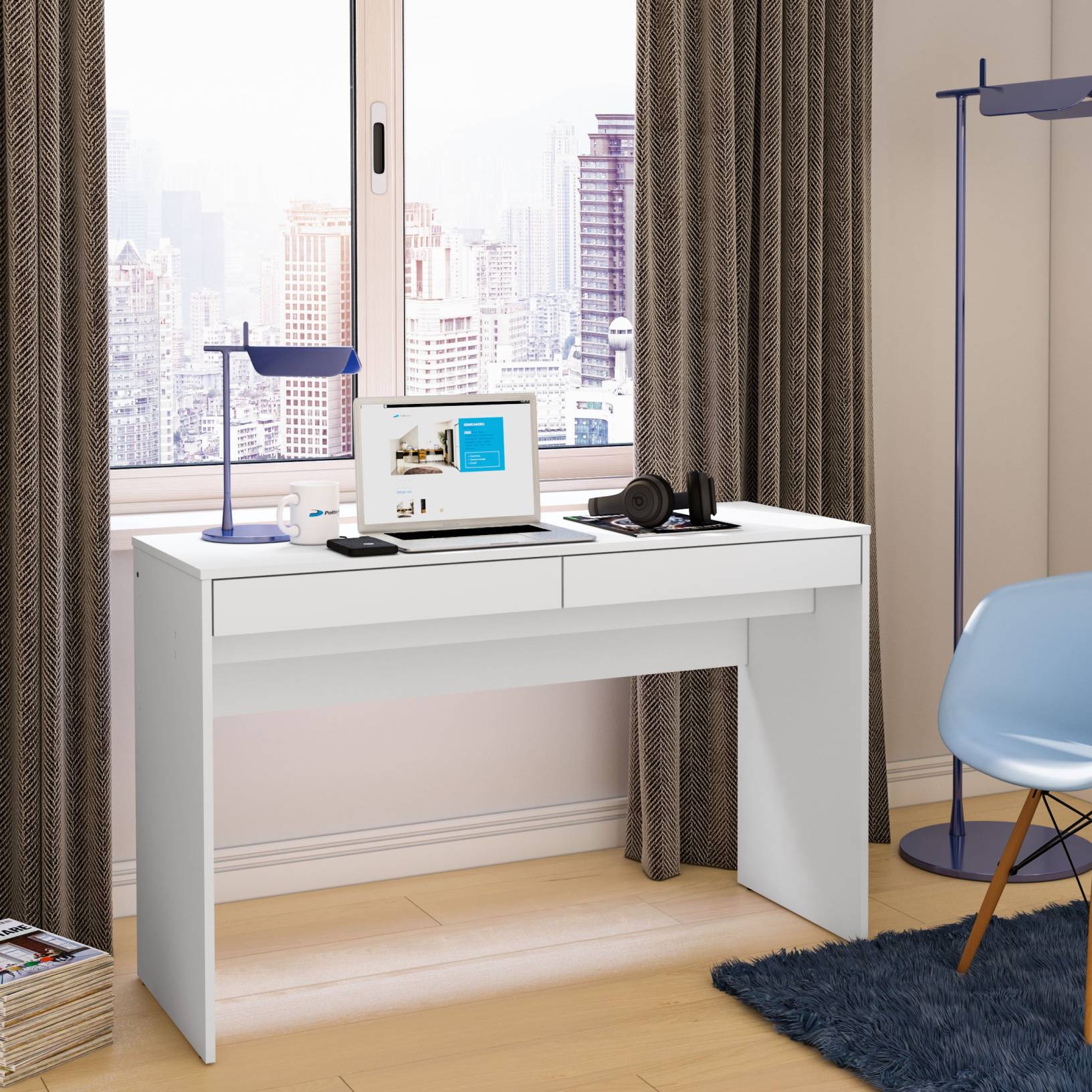 Iris White Office Desk - Click Furniture