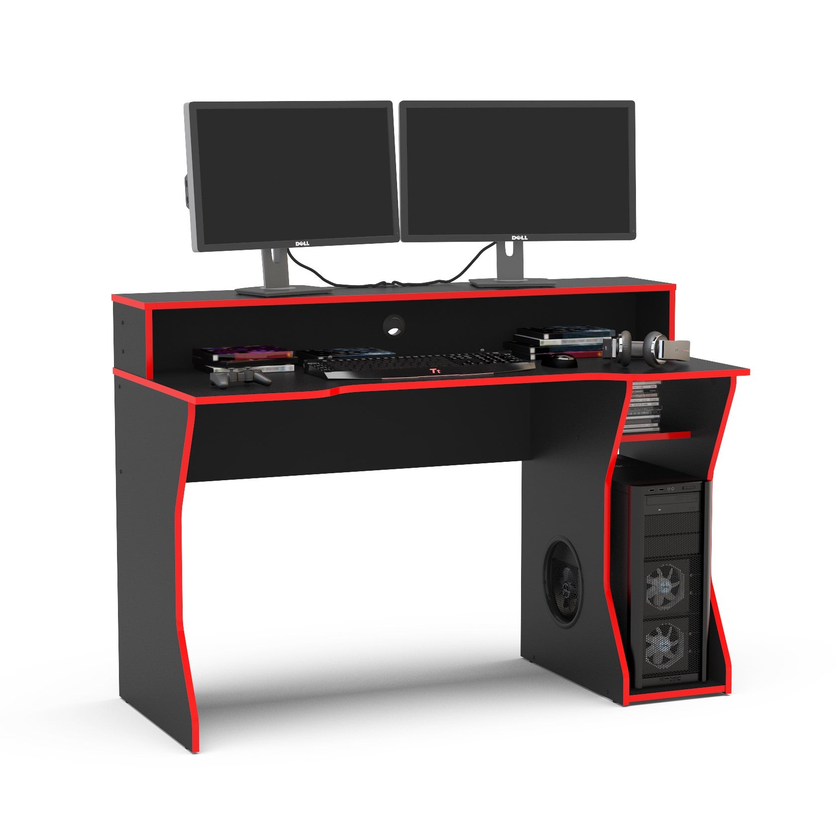 Gamer Desk Freemont Black and Red - Click Furniture