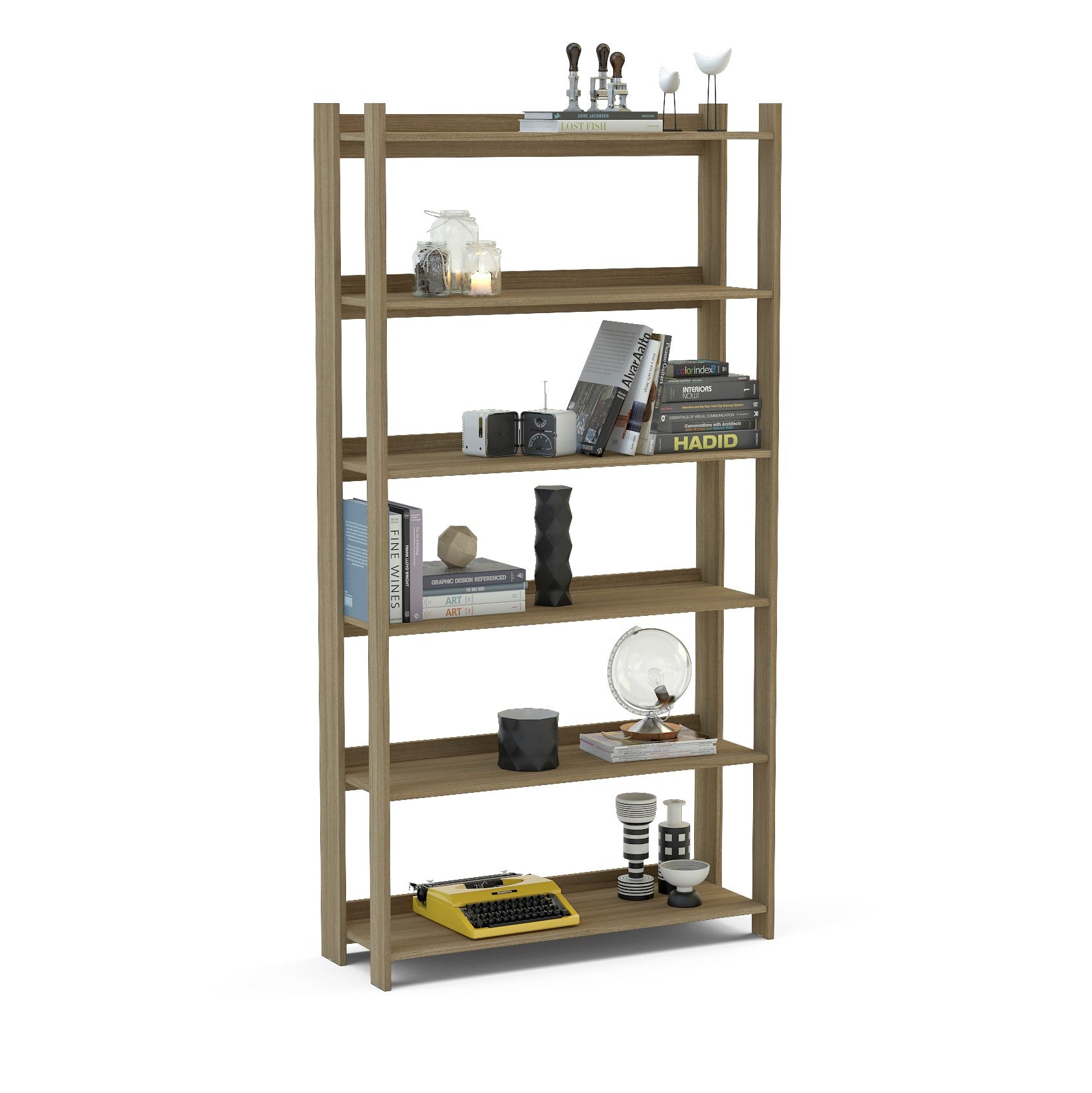 Platina Brown High Bookcase - Click Furniture