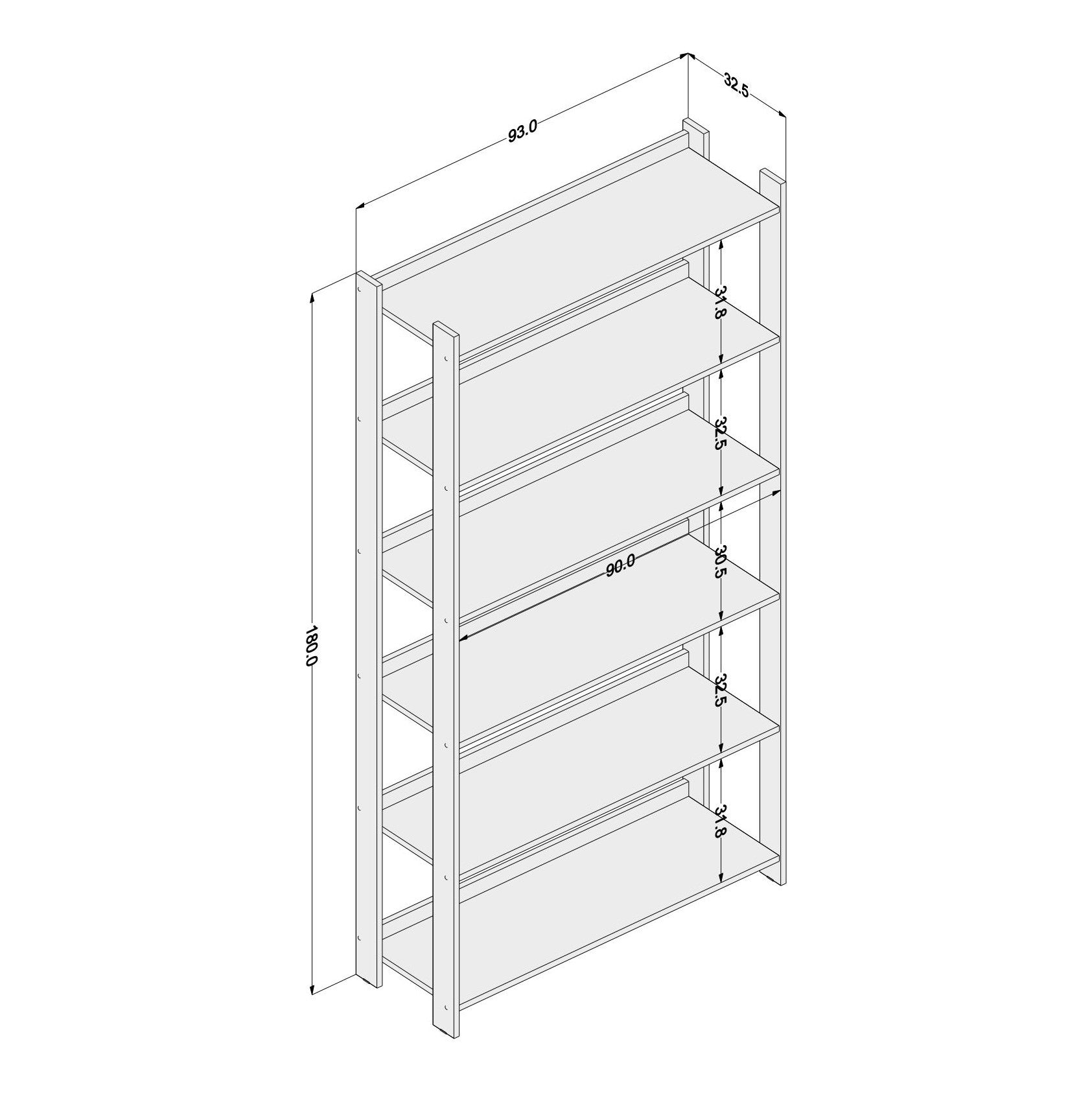 Platina Brown High Bookcase - Click Furniture