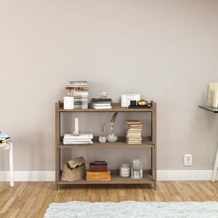 Platina Brown Low Bookcase - Click Furniture