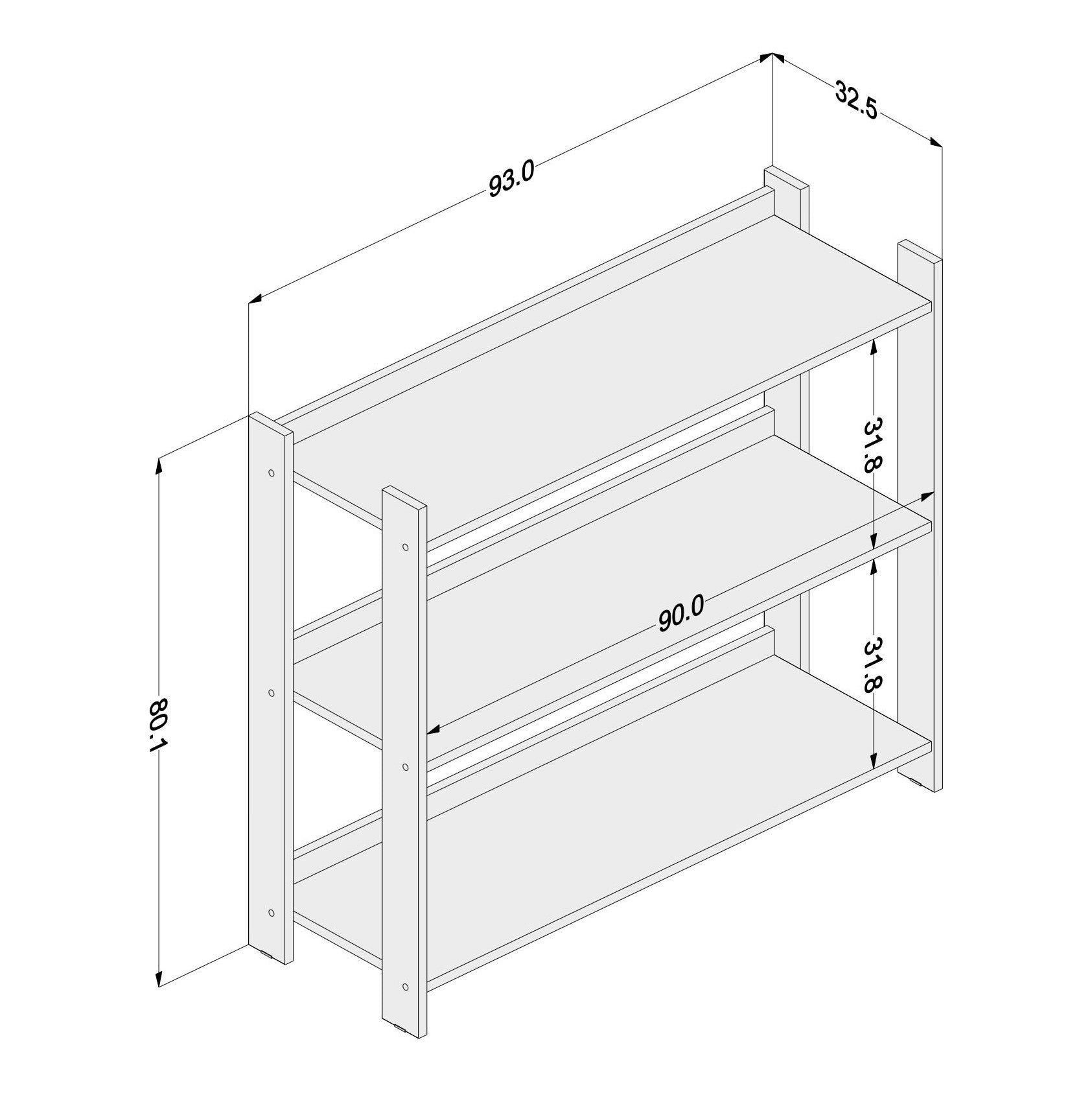 Platina White Low Bookcase - Click Furniture