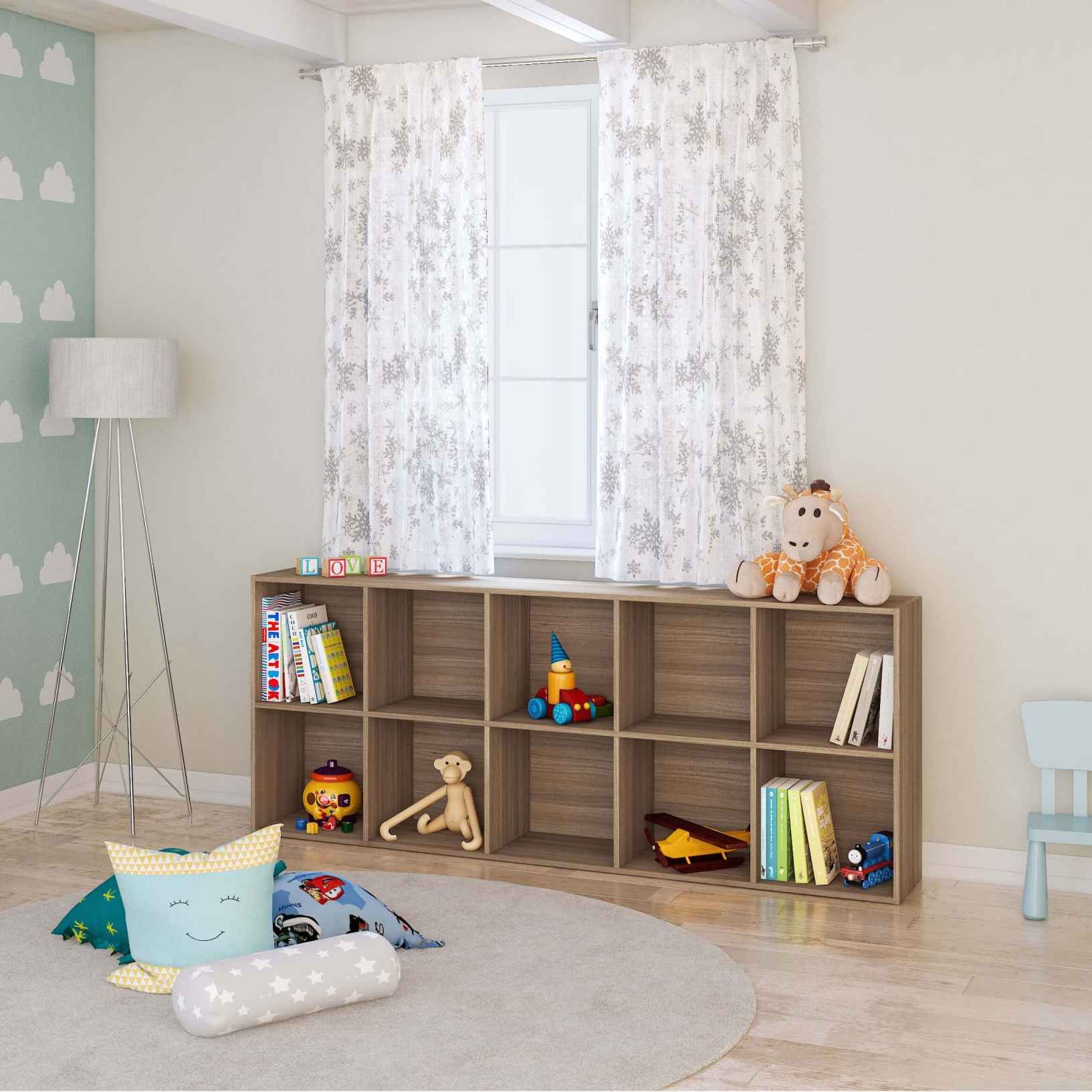 10 Cube Brown Bookcase - Click Furniture