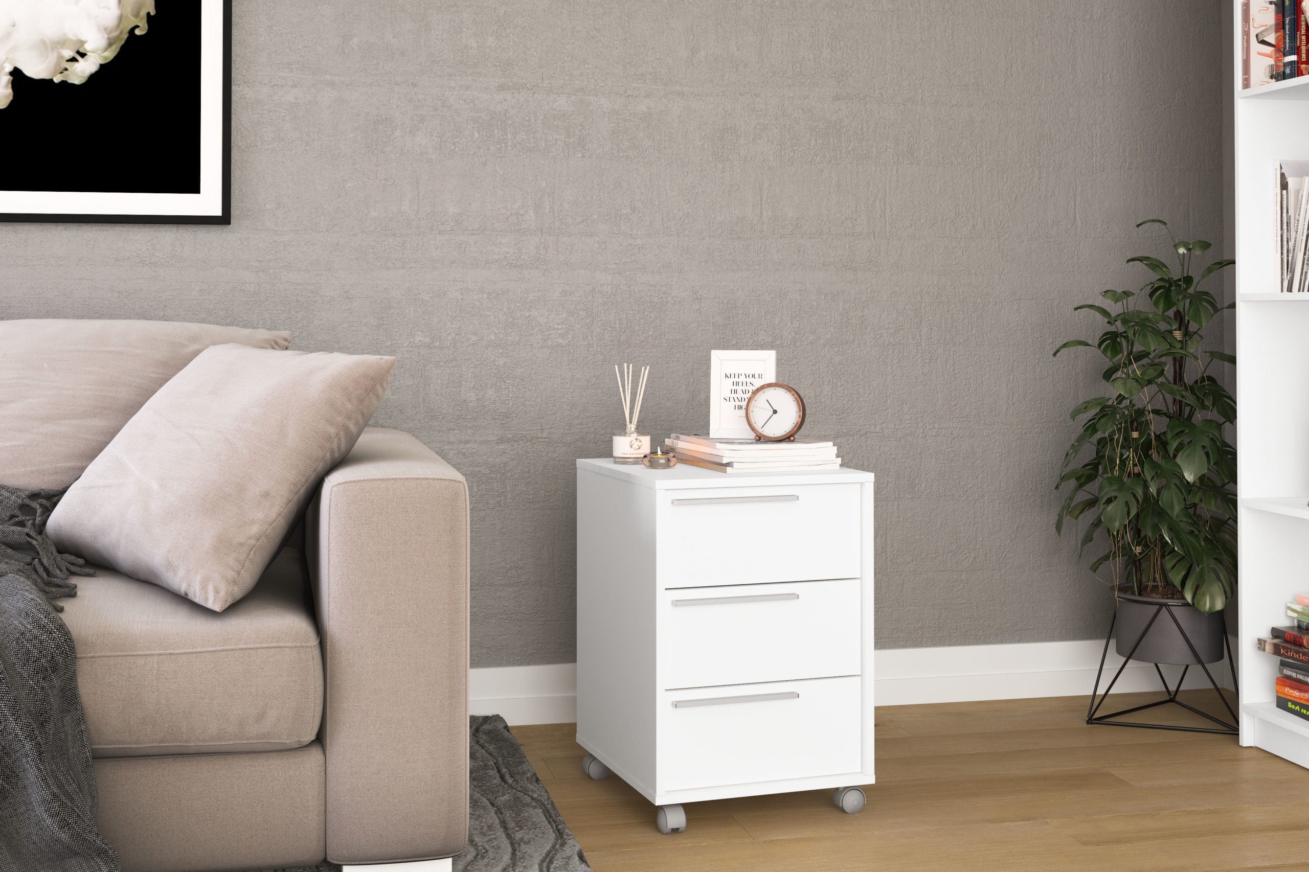 Click 3 Drawer Pedestal White - Click Furniture