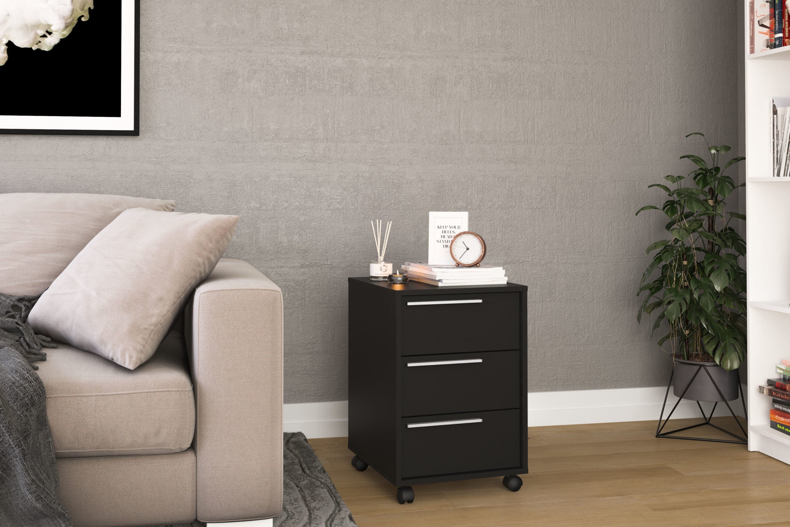 Click 3 Drawer Pedestal Black - Click Furniture