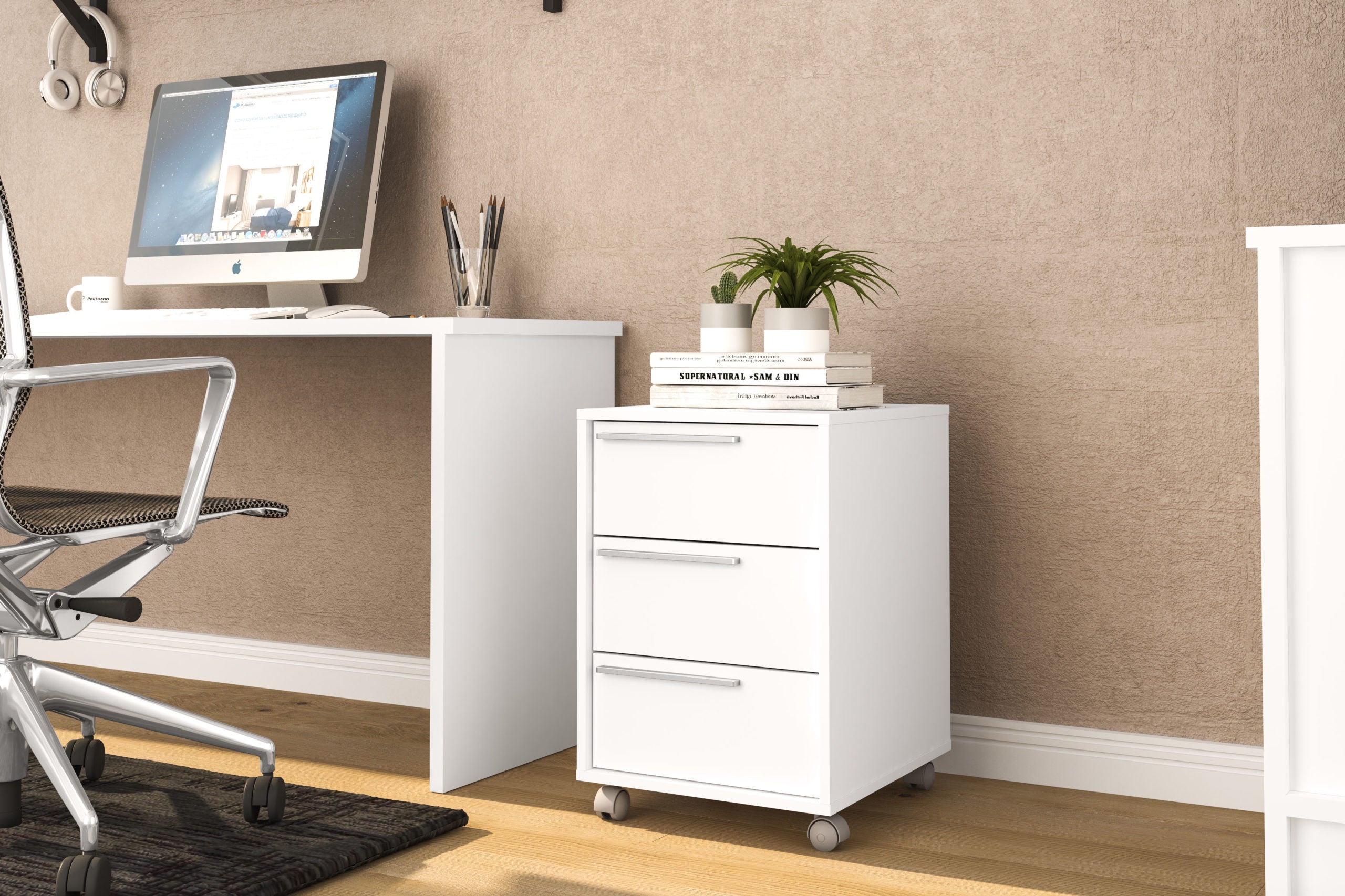 Click 3 Drawer Pedestal White - Click Furniture
