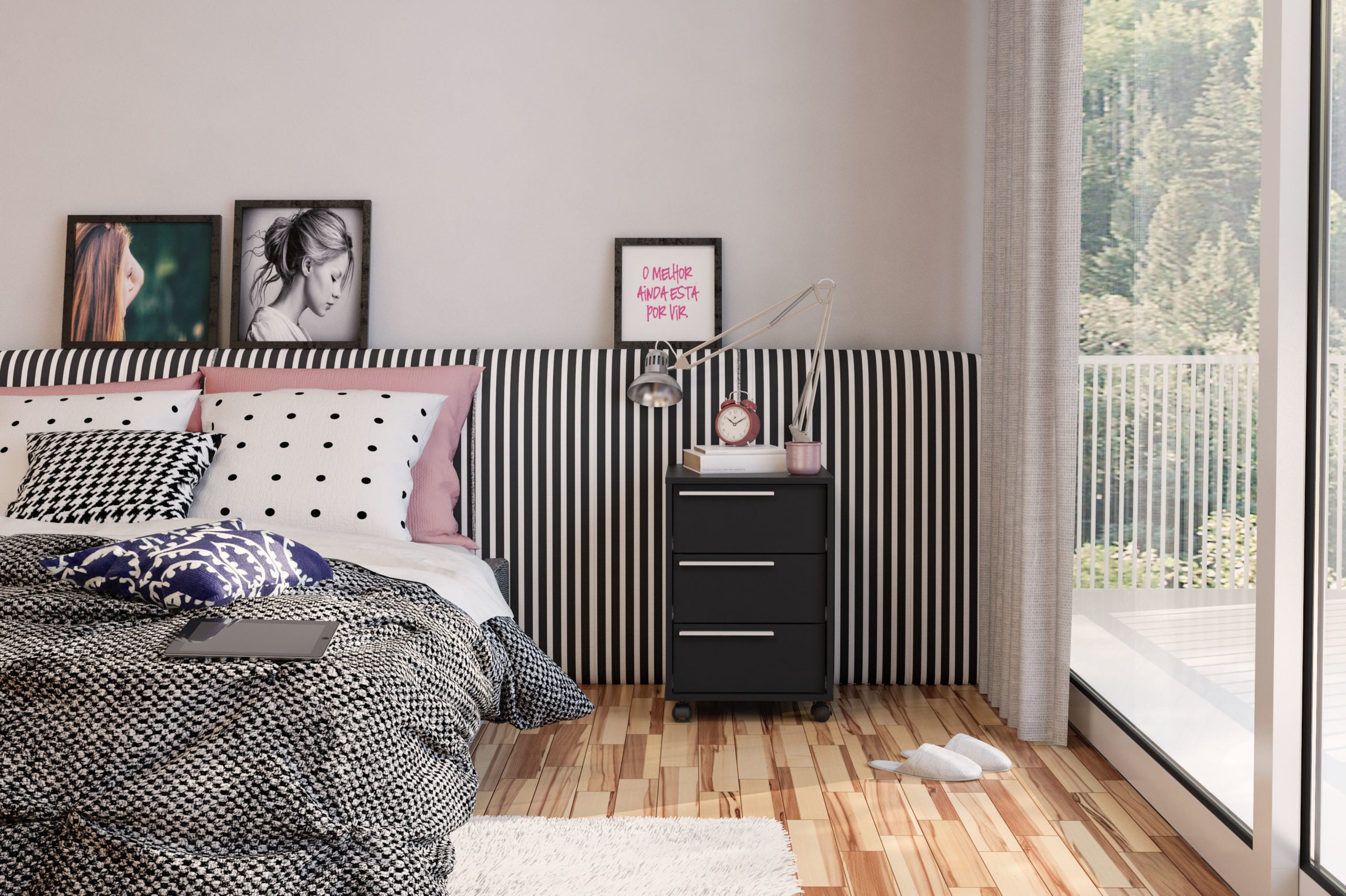 Click 3 Drawer Pedestal Black - Click Furniture