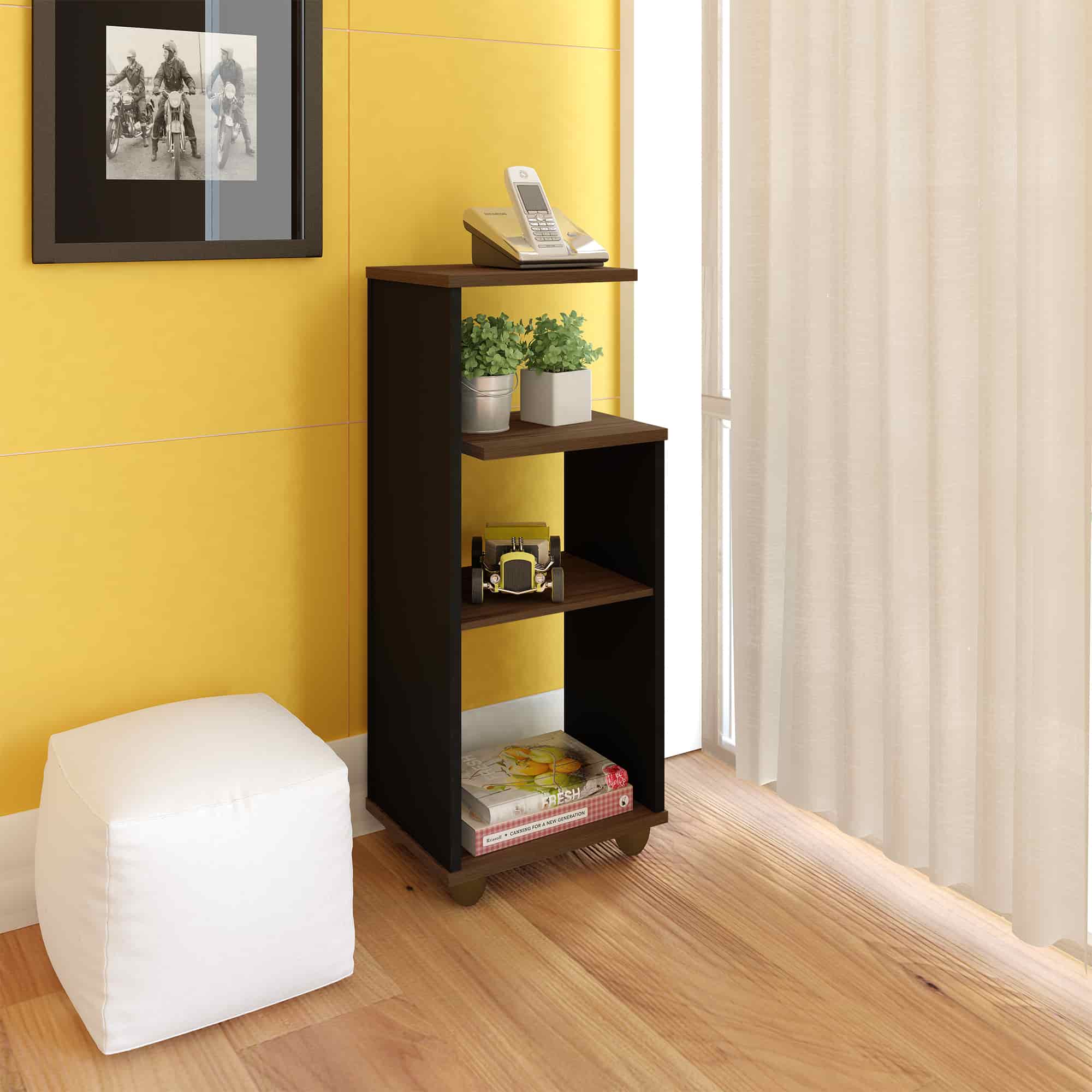 Bis End Table Walnut Black - Click Furniture