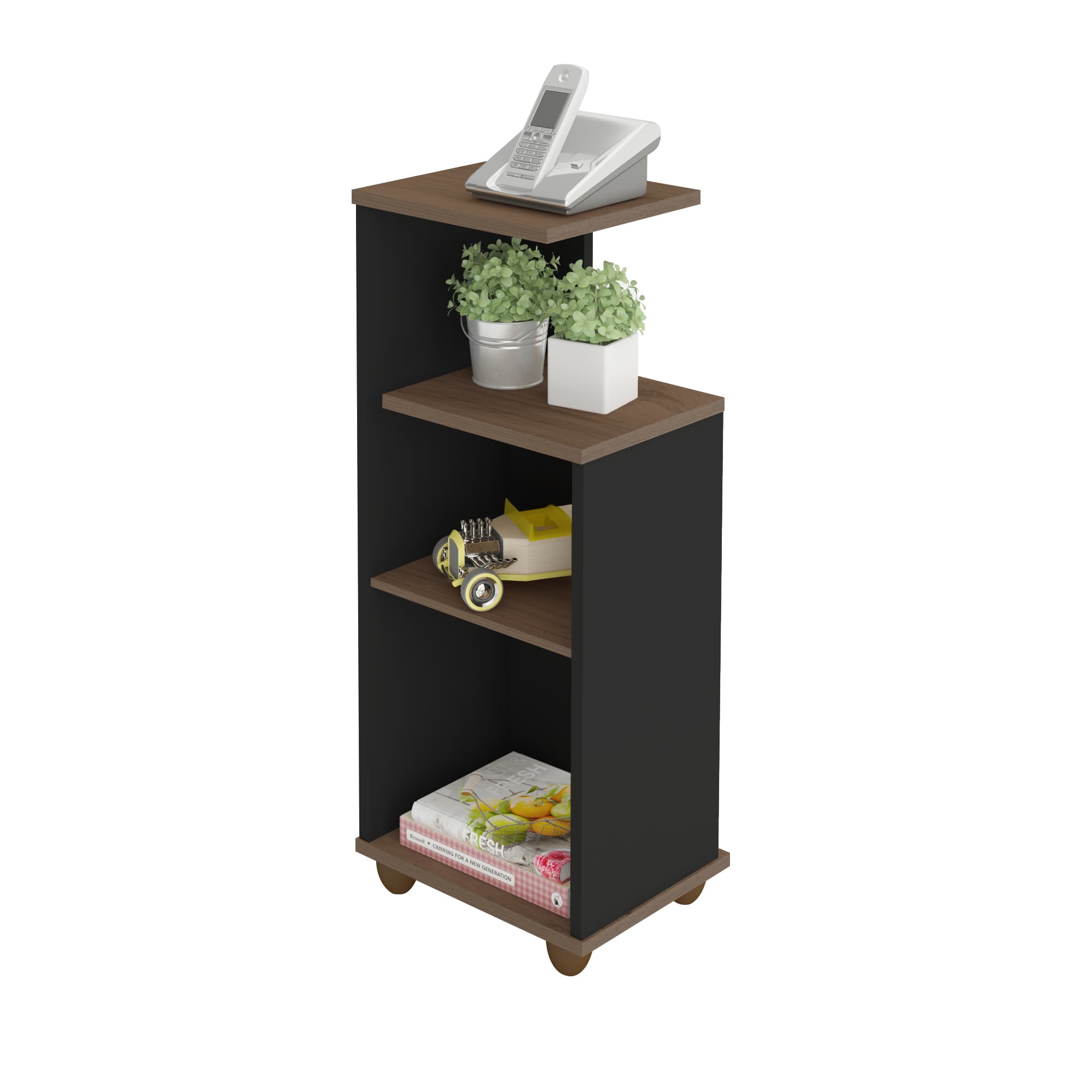 Bis End Table Walnut Black - Click Furniture