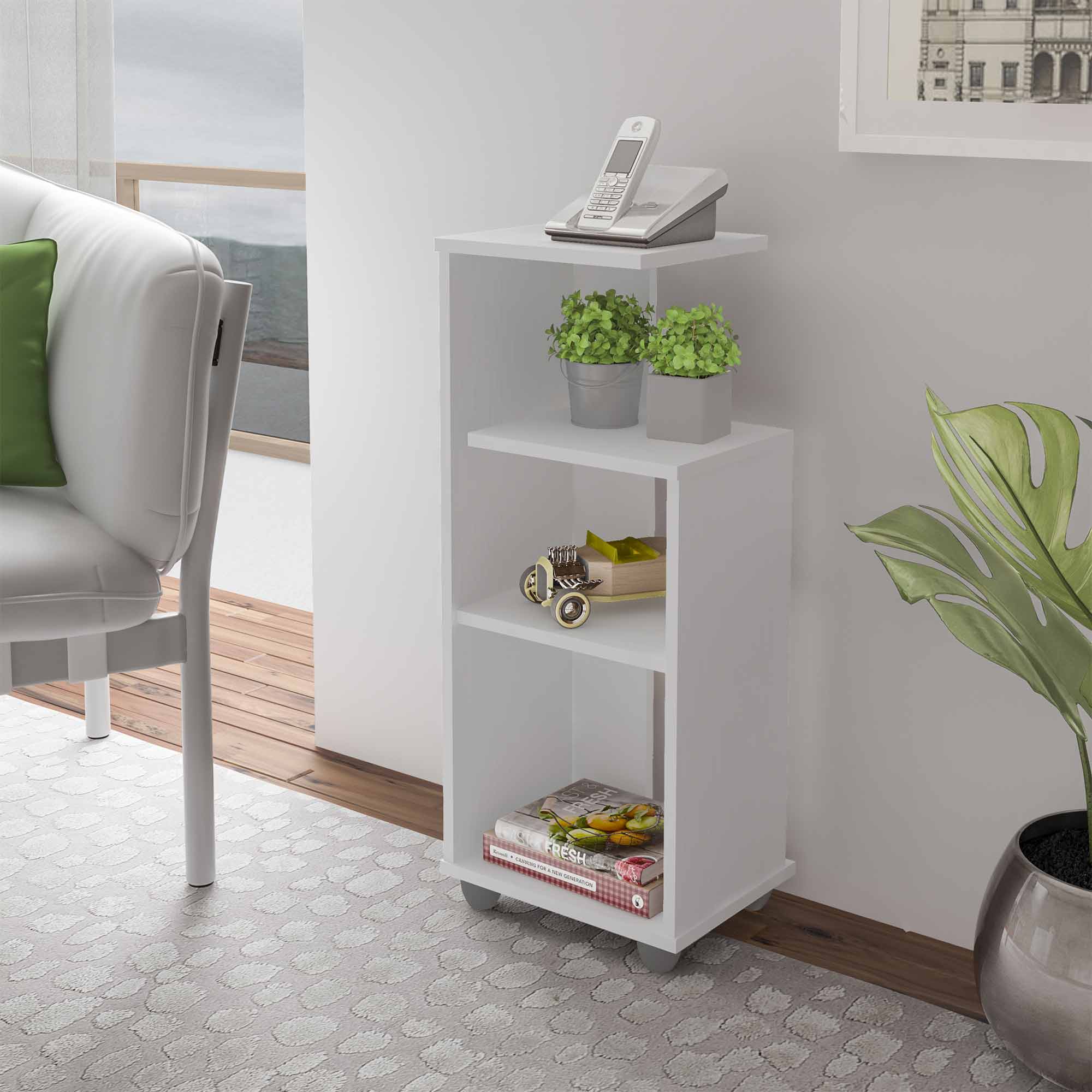 Bis End Table White - Click Furniture