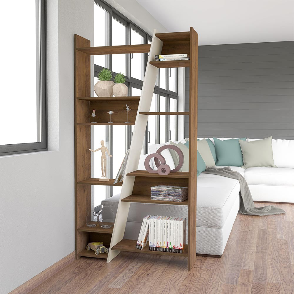Zap Bookcase Pine Off White - Click Furniture