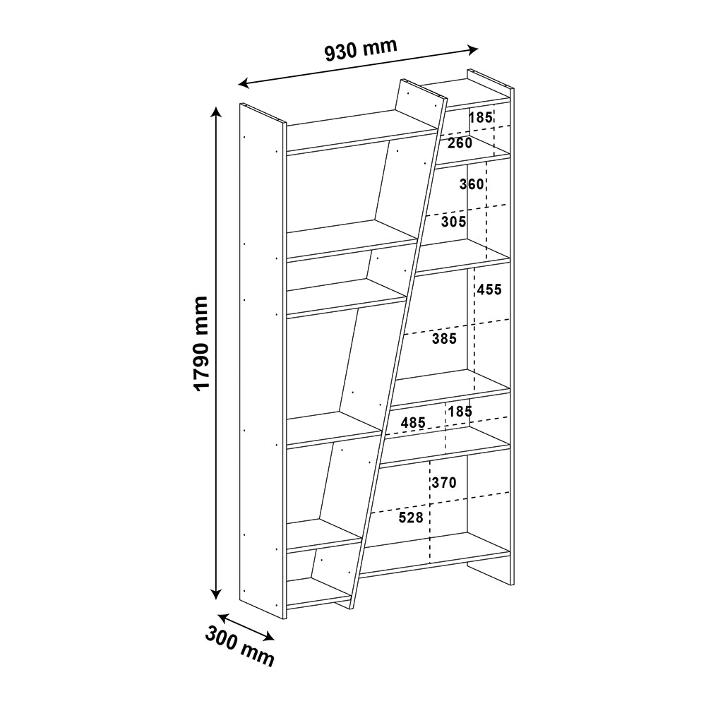 Zap Bookcase Pine Off White - Click Furniture