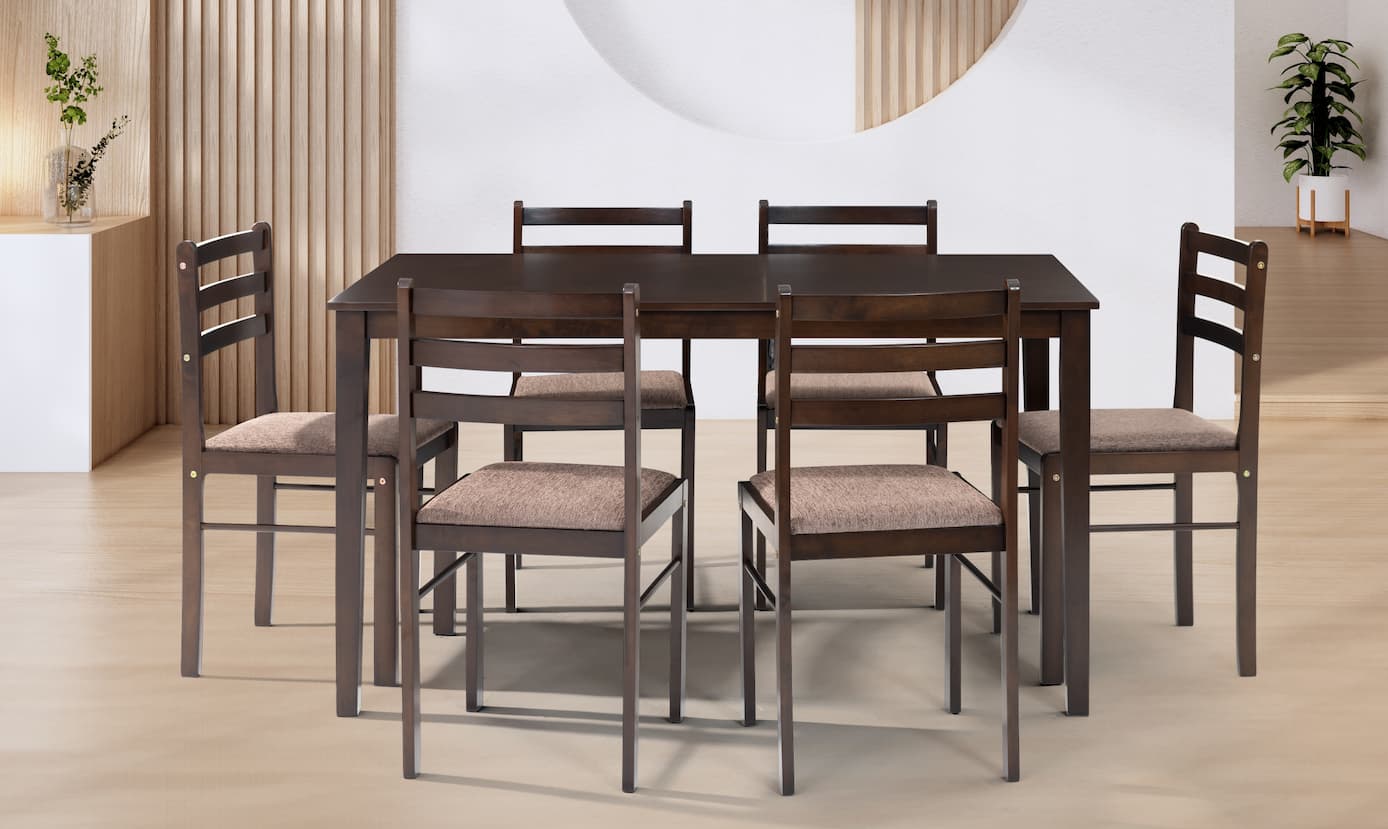 Esmay 7pc Dining Set Cappucino - Click Furniture