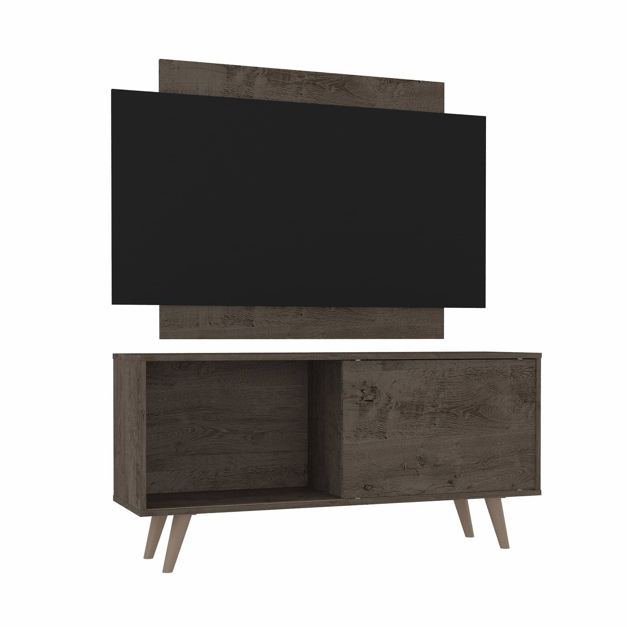 Malaga TV Stand With Panel Rustic-black - Click Furniture