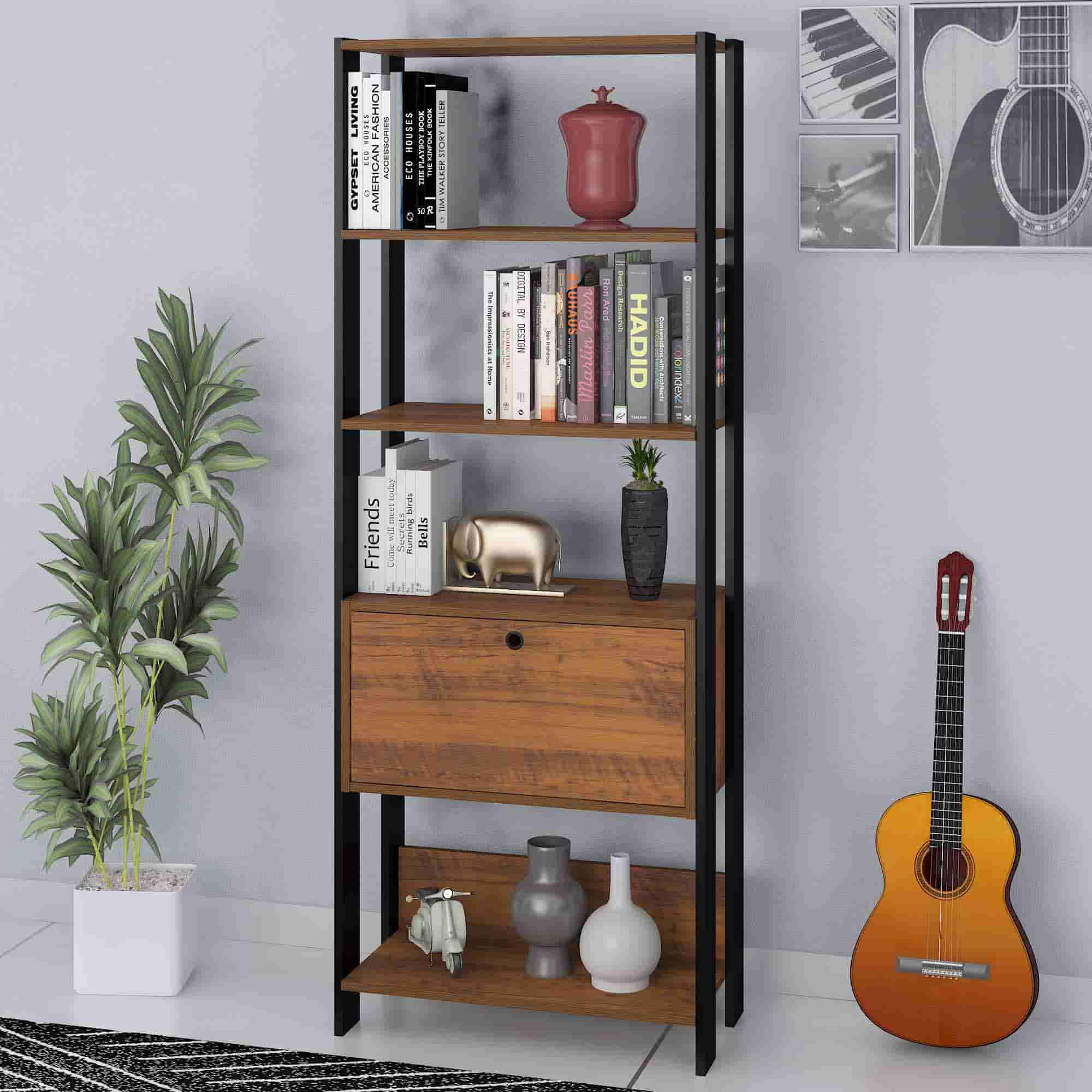 Match Bookcase Rustic And Black - Click Furniture