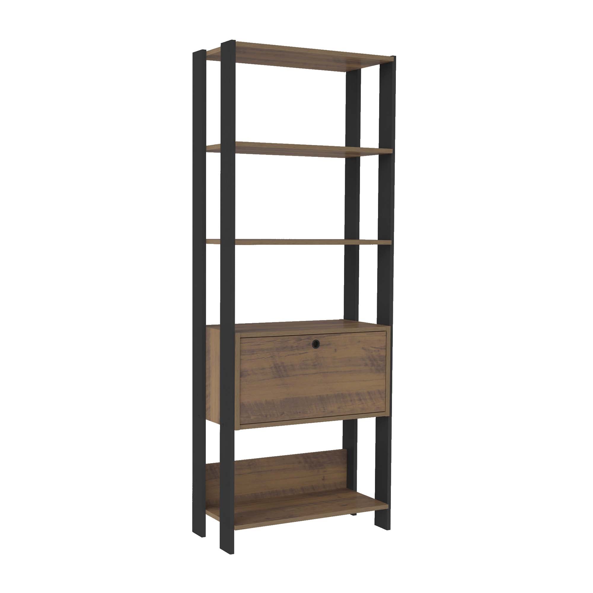 Match Bookcase Rustic And Black - Click Furniture