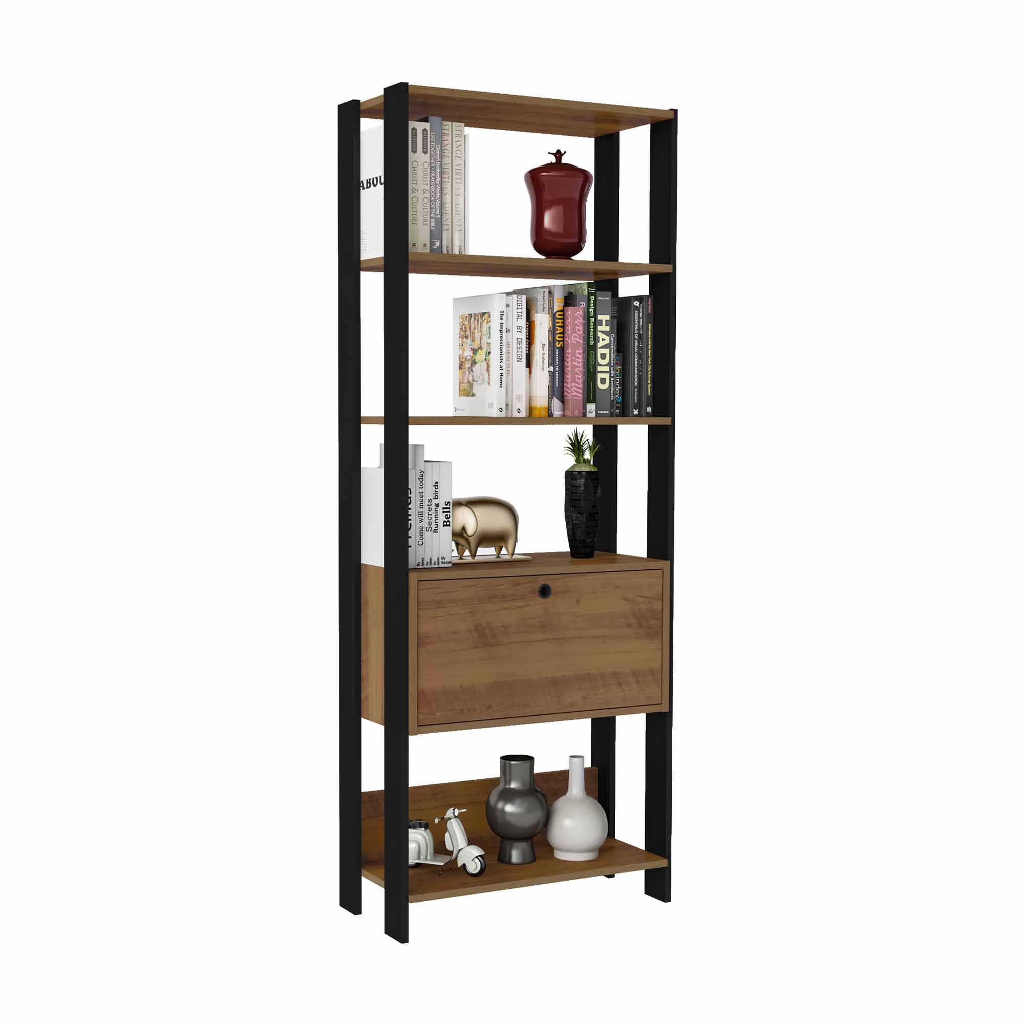 Match Bookcase Rustic And Black - Click Furniture