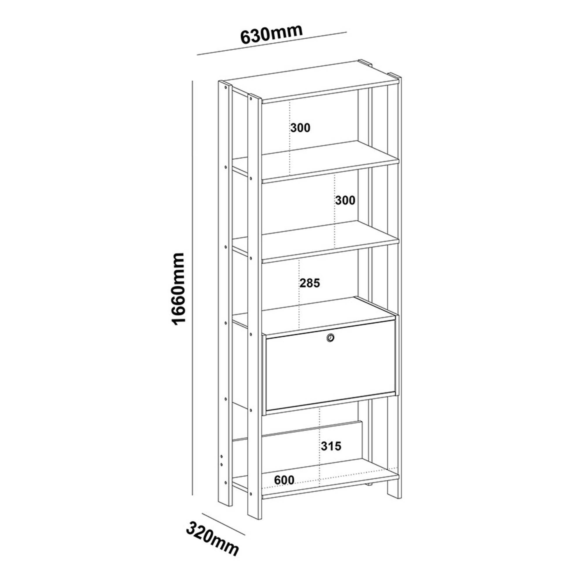 Match Bookcase Rustic And Black - Click Furniture