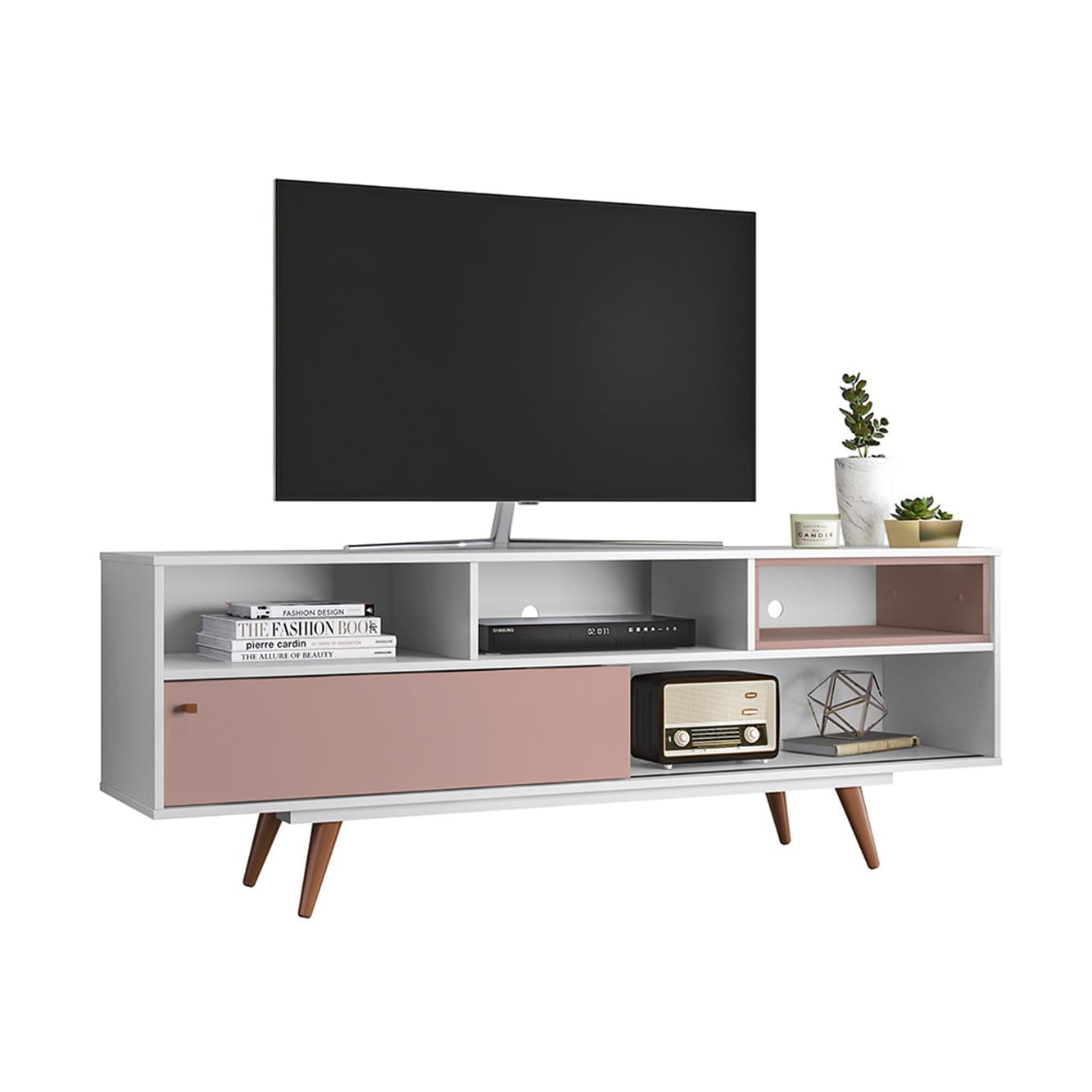 Rosa TV Stand White and Pink - Click Furniture