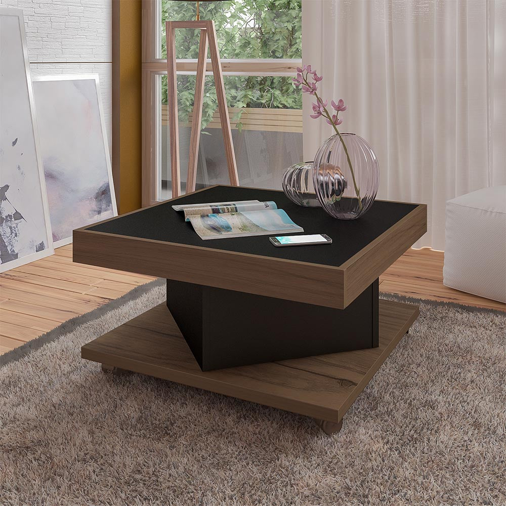 Saara Coffee Table Walnut-Black - Click Furniture