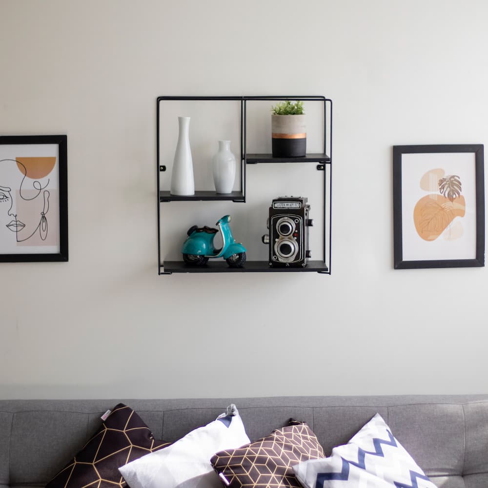 Square Geometric Shelf Black - Click Furniture