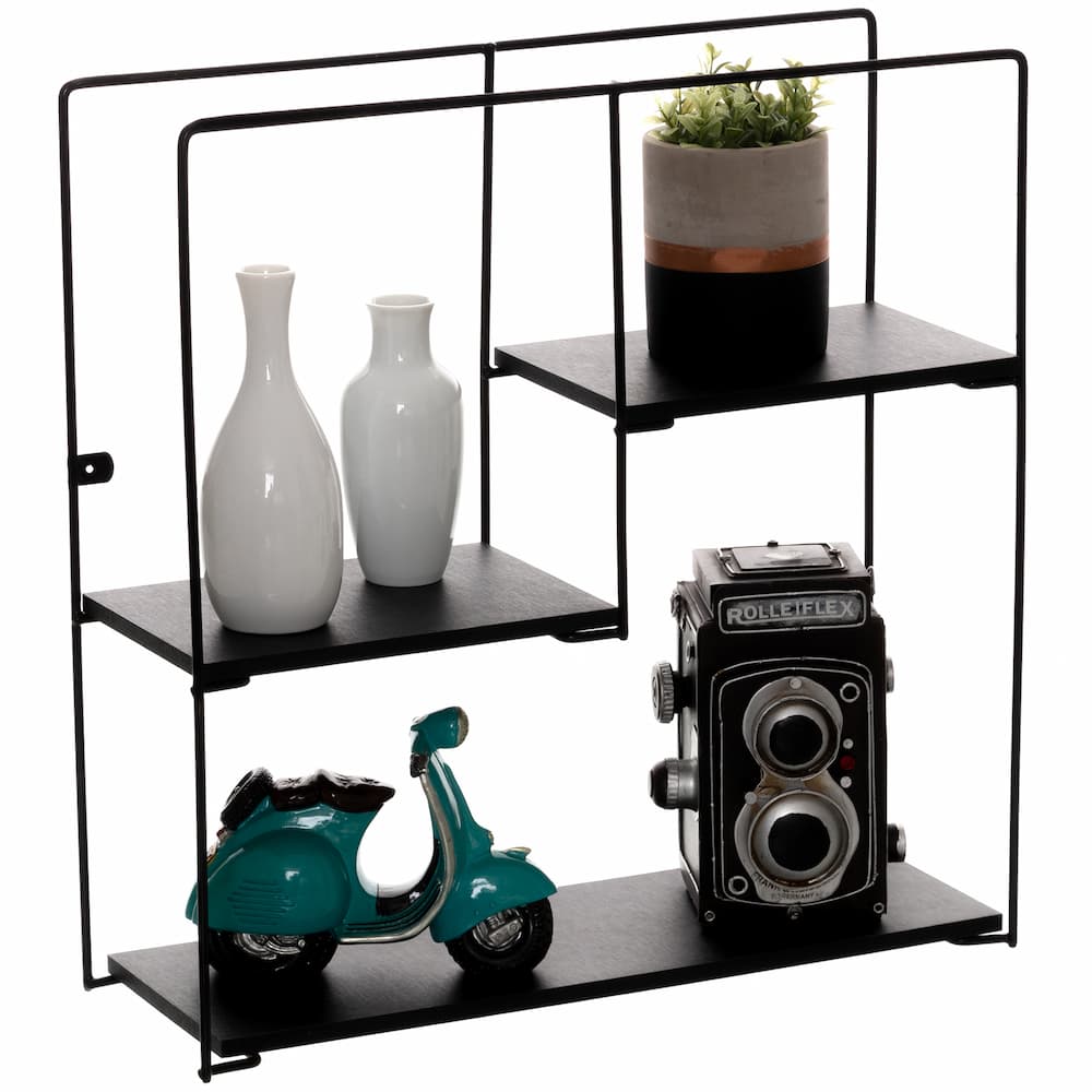 Square Geometric Shelf Black - Click Furniture