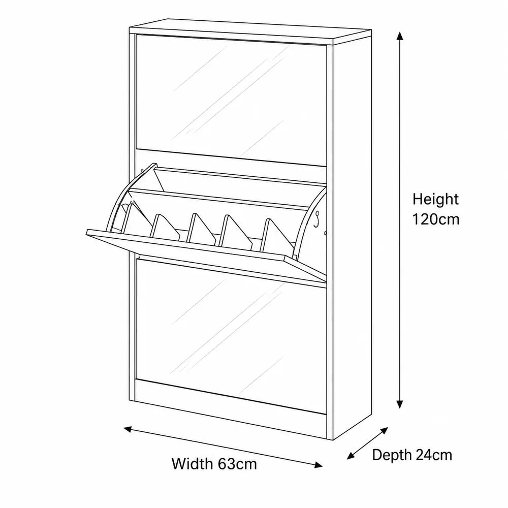 3 Drawer Mirror Shoe Cabinet