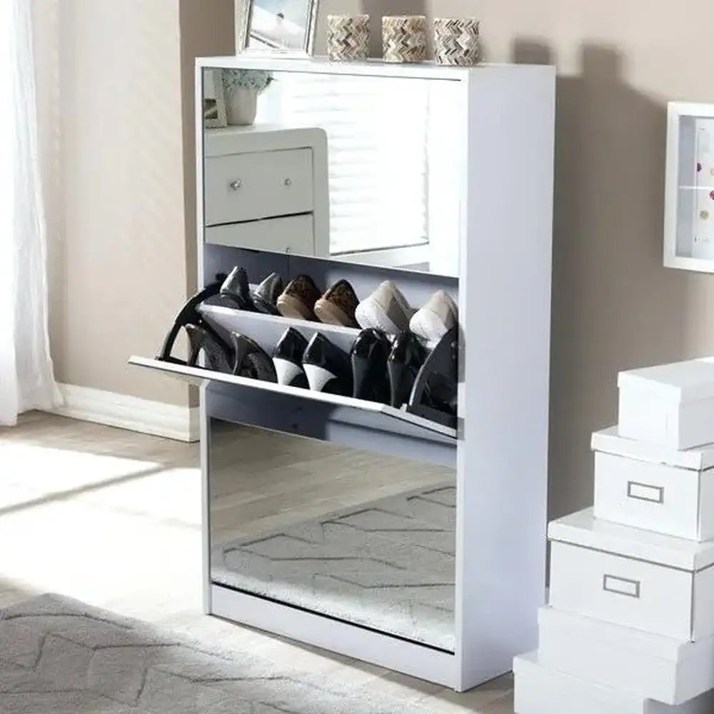 3 Drawer Mirror Shoe Cabinet