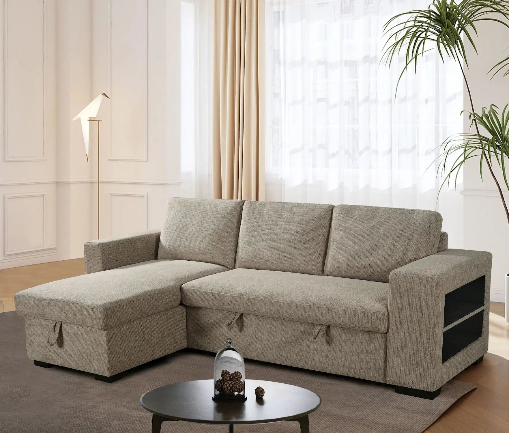 Anna Beige Reversible Sofa and Bed - Click Furniture