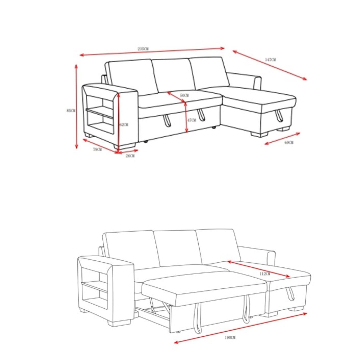 Anna Beige Reversible Sofa and Bed