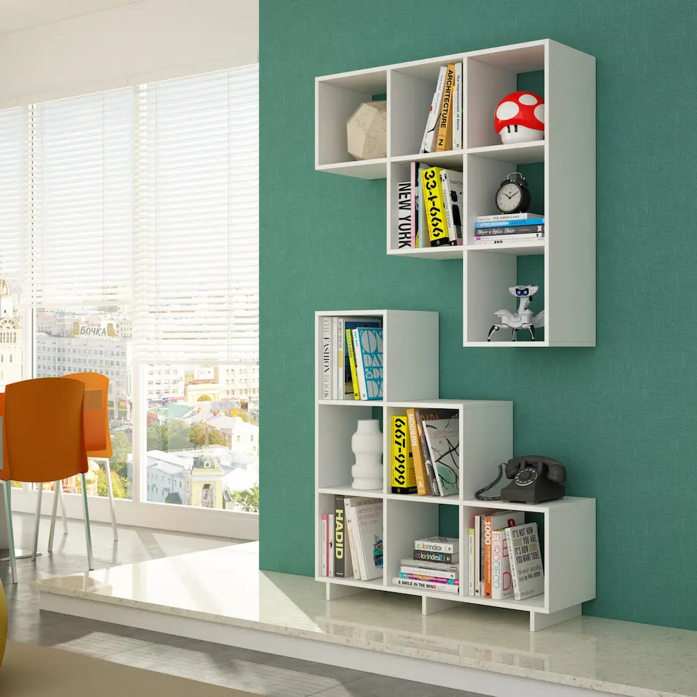 Cascade 6-Cube White Step Bookcase