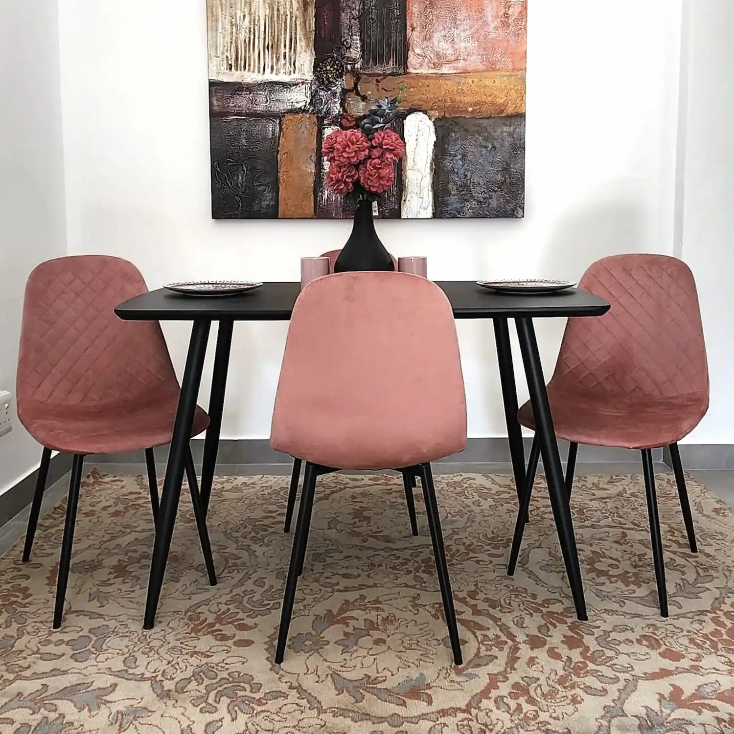 Erika 5pc Dining Set Pink - Click Furniture