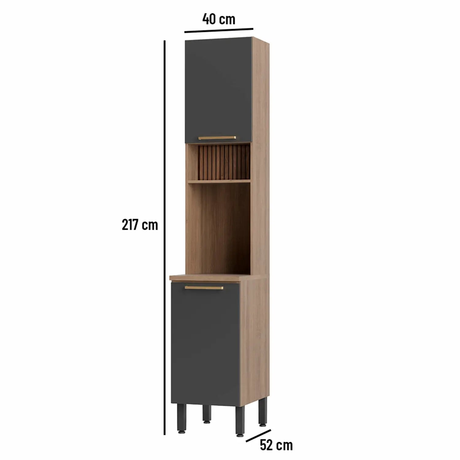 Kitchen 40cm Storage Unit Graphite-Oak