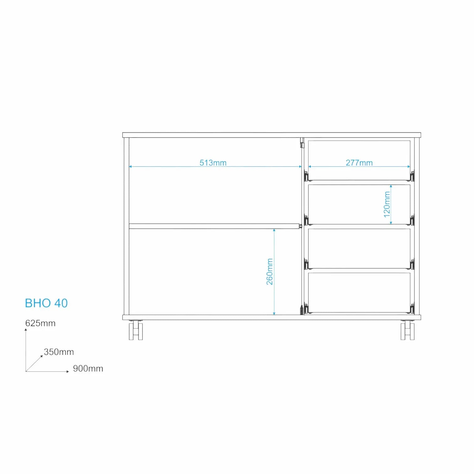 Kristen 4 Drawer Storage Cabinet with Open Shelves