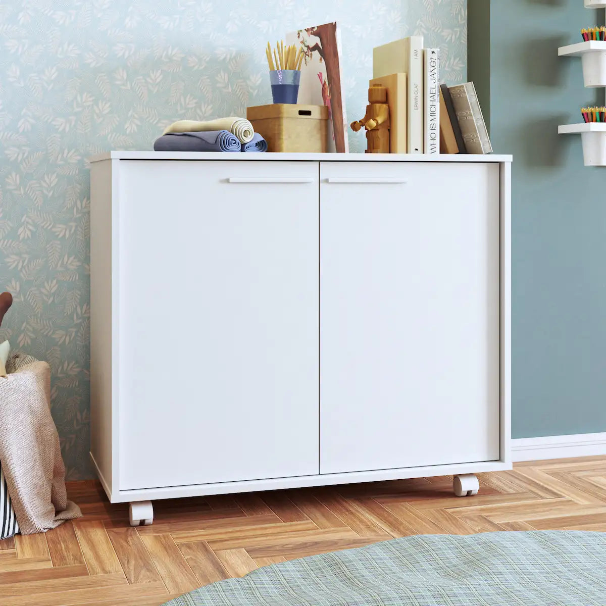 Lismore White Mobile Utility Cabinet