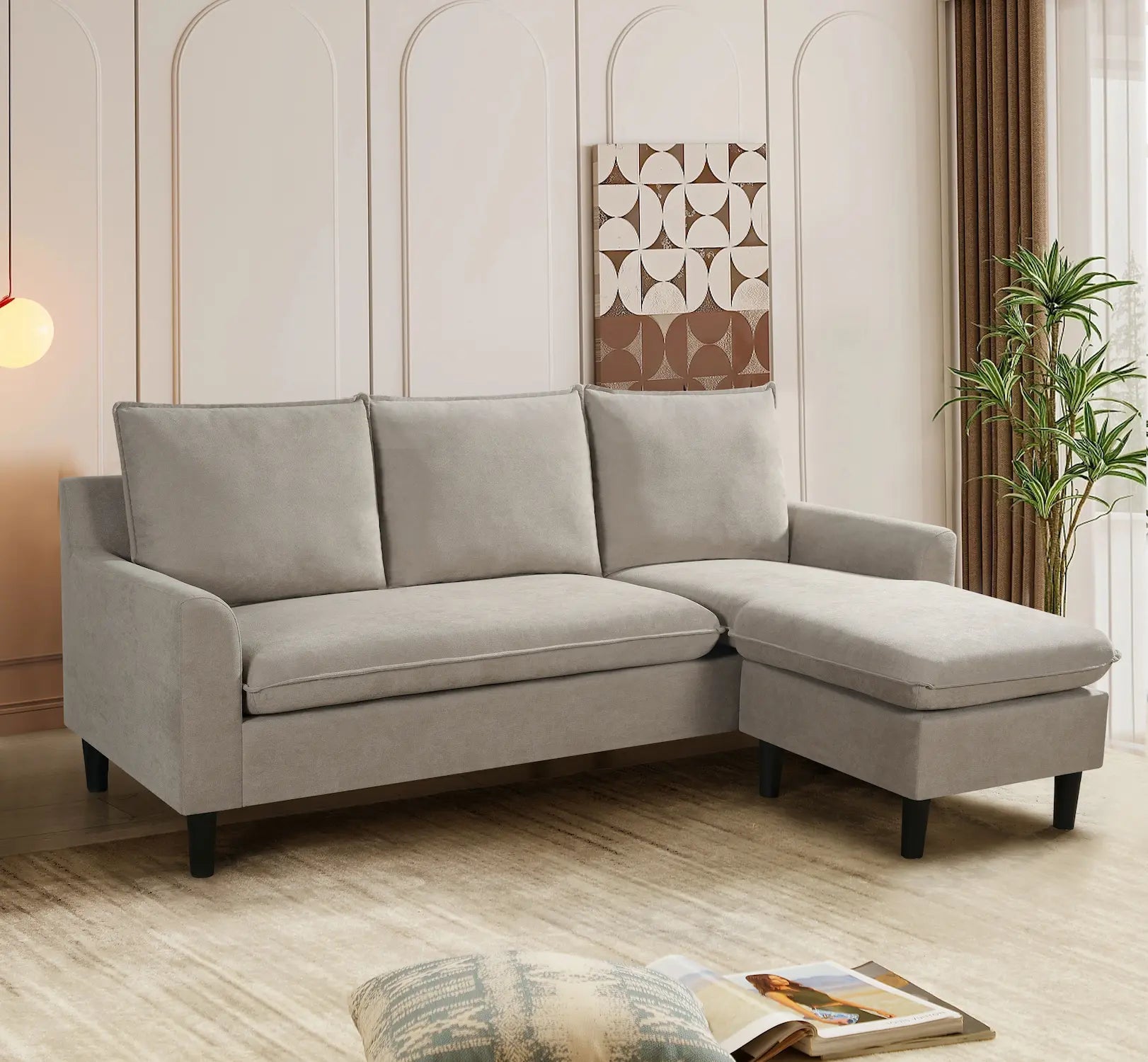 Marvis Beige Reversible L Shape Sofa - Click Furniture