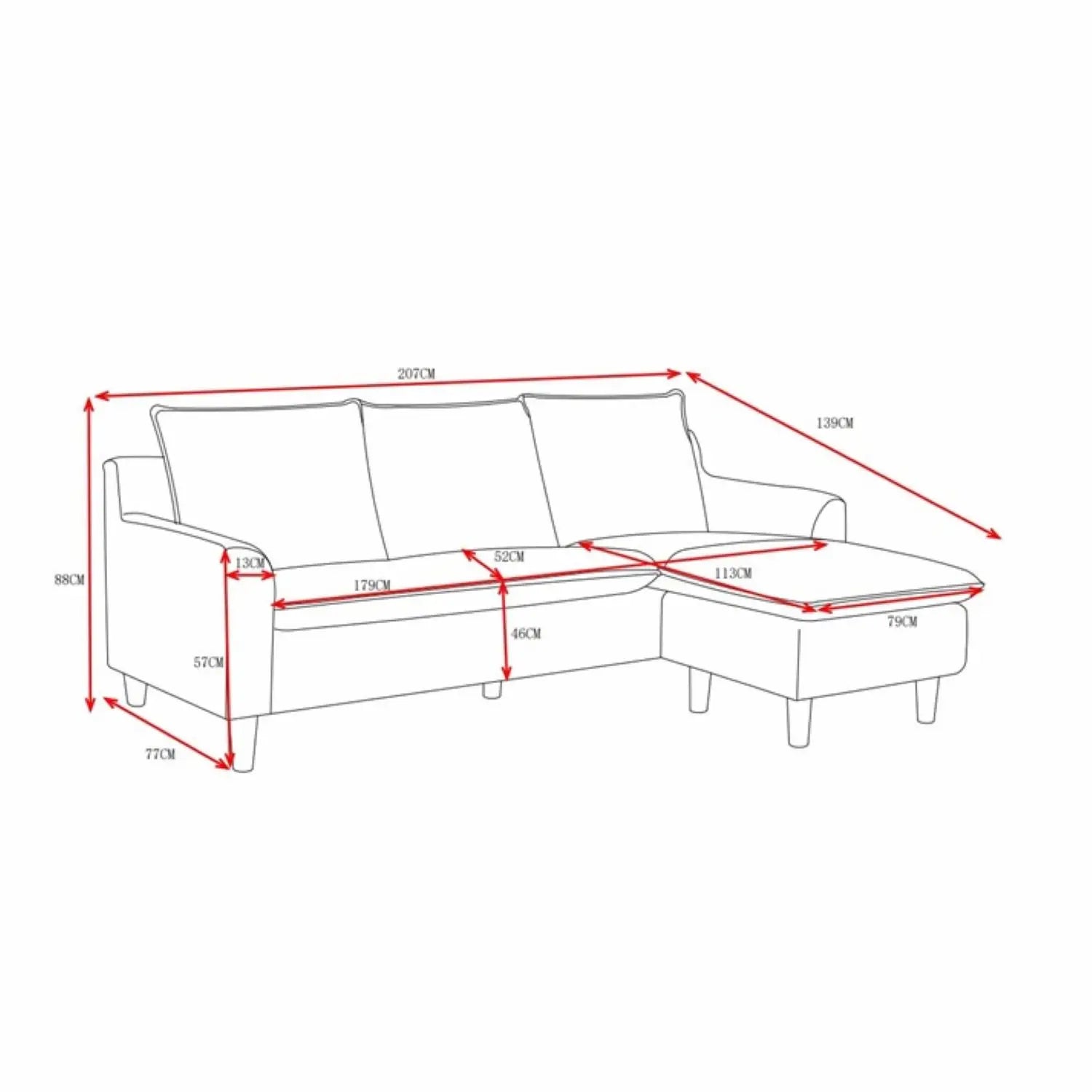 Marvis Beige Reversible L Shape Sofa