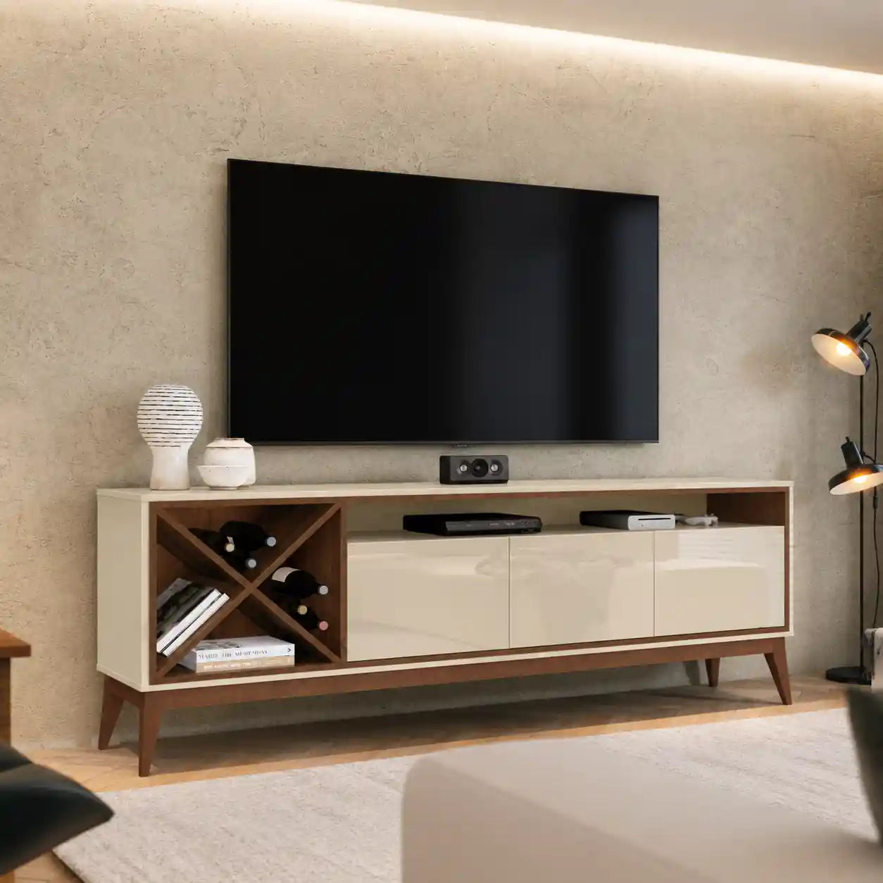 Merlot Off White-Naturale TV Stand