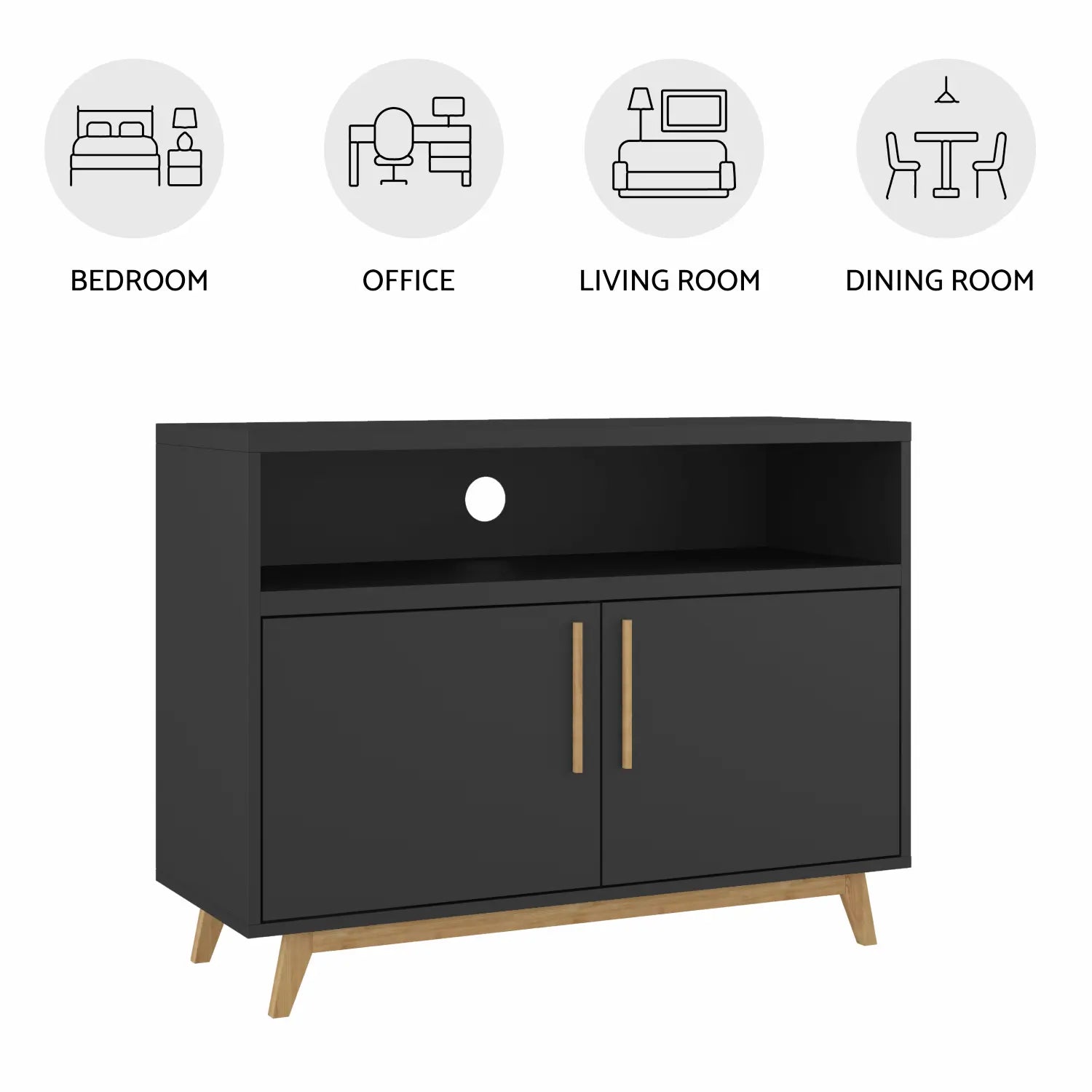 Multi-Room Black Storage Cabinet